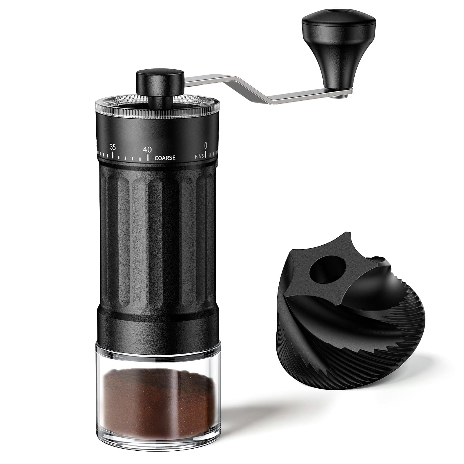 Mini Manual Coffee Grinder with 40-Level Adjustment Function, Portable Hand Coffee Bean Mill, Capacity 30g, Cone Burr Coffee Grinder with Crank for Travel, Camping, Office, Espresso, Pouring, etc