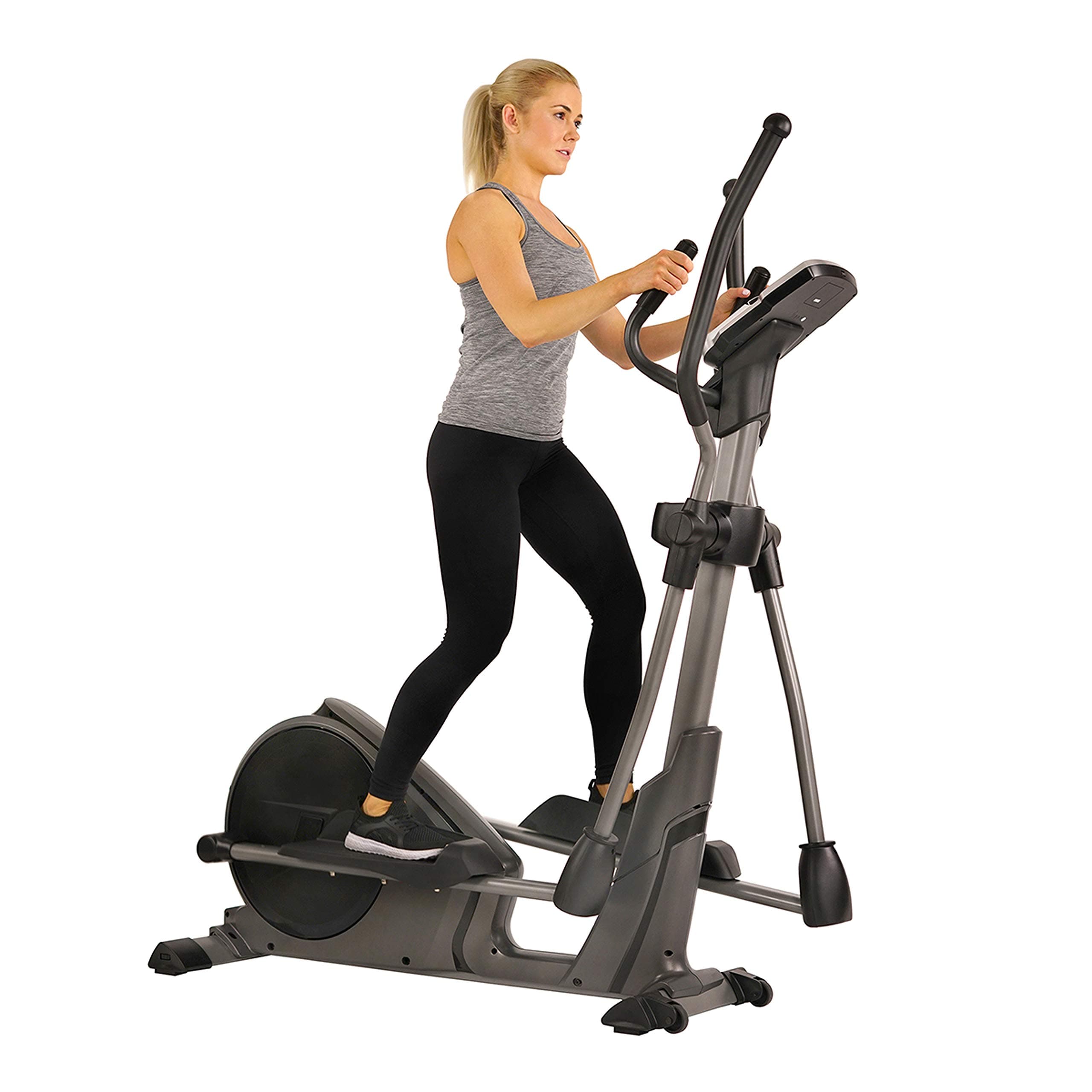 Sunny Health & Fitness Elliptical Machine with Extended Stride, Ultra Quiet 300 lbs Capacity Cross Training Cardio Fully Body Exercise for Home, Sunny Fit App Access, Optional 12" or 16" Stride Length