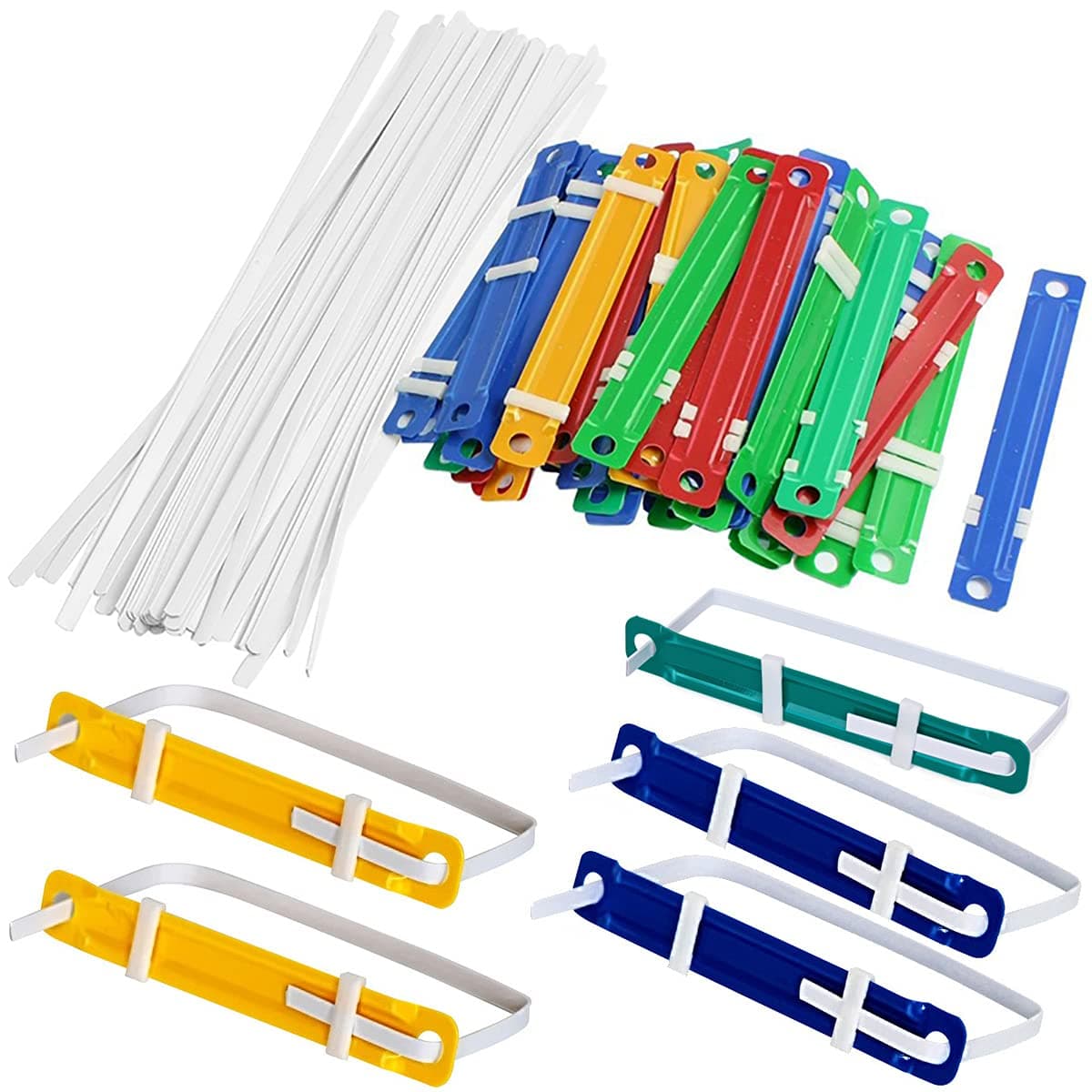 100 Pcs Plastic Paper Fasteners Colorful Plastic Document File Fastener 2-Hole Binder Clips Paper, Loose-Leaf Binding Clamp