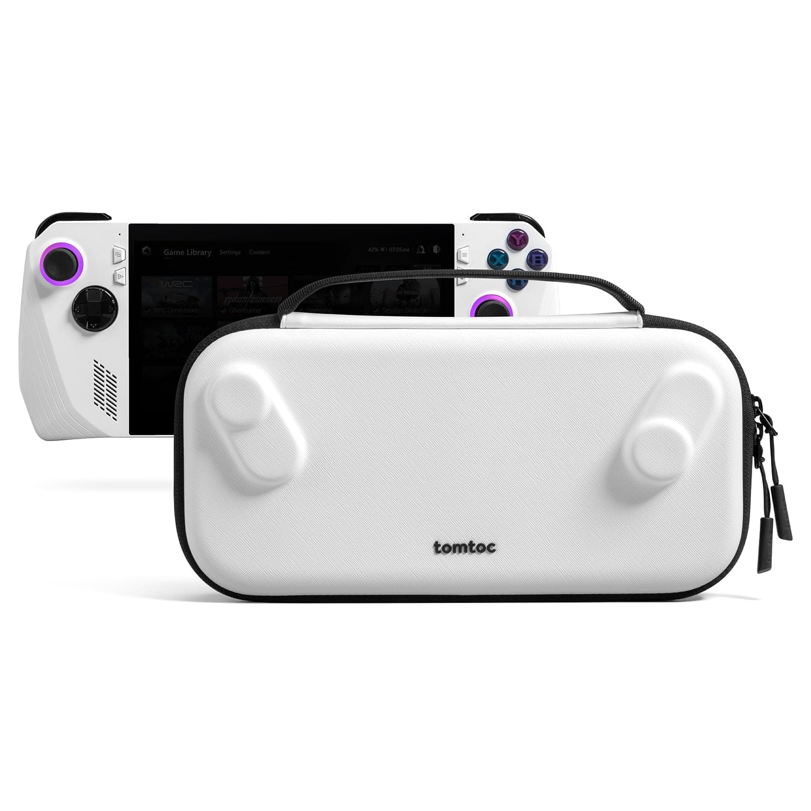 tomtoc Carrying Case Compatible With ASUS ROG Ally/ROG Ally X, Slim Protective Hard Portable Travel Bag for Console, Lightweight for Travel, White