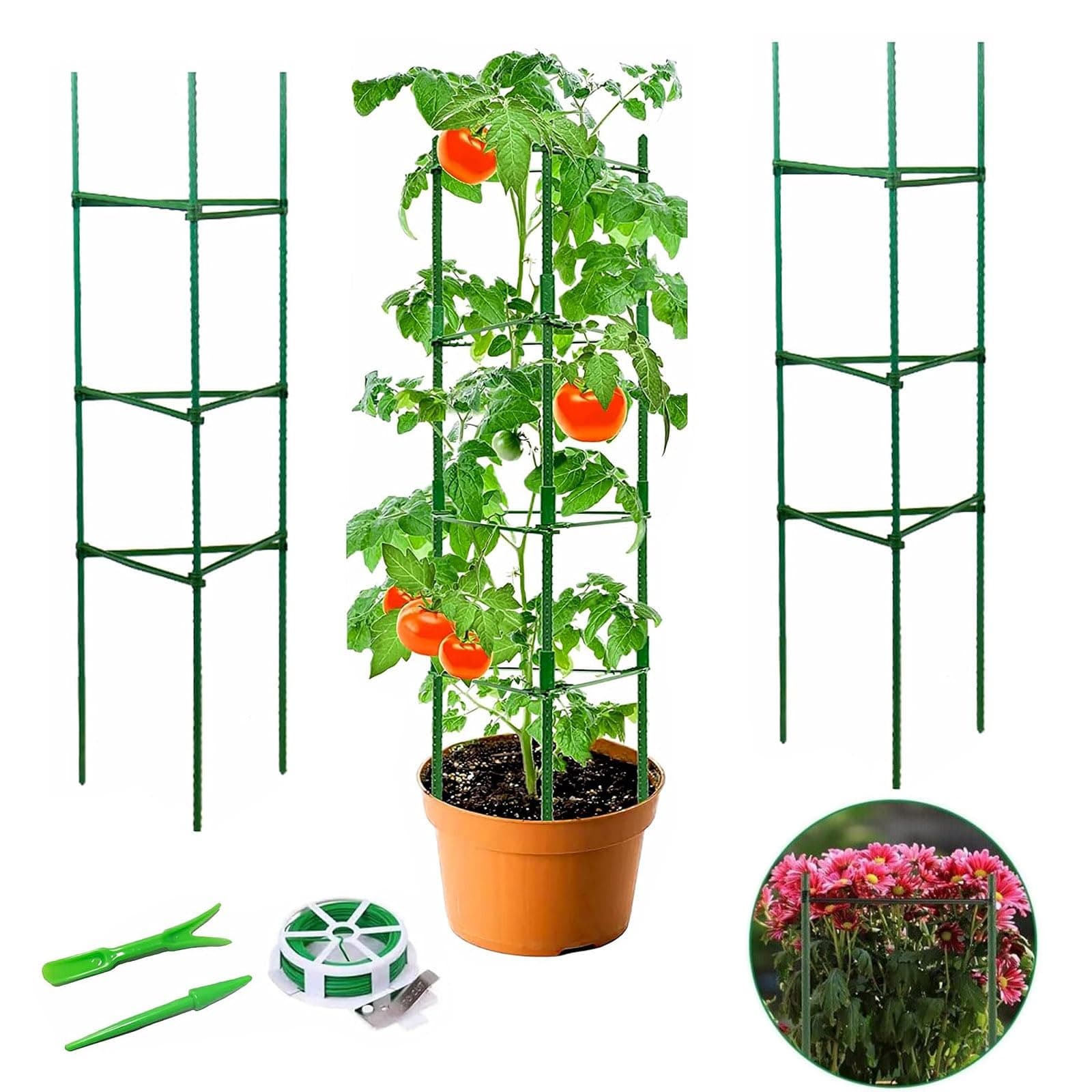 Ideal Swan 3 Pack Tomato Cage Plant Support,Adjustable Vertical Climbing Plants Supports Garden Plant Stakes Sturdy Garden Trellis Sticks Frame For Vegetables Flowers Fruit Grow-120cm