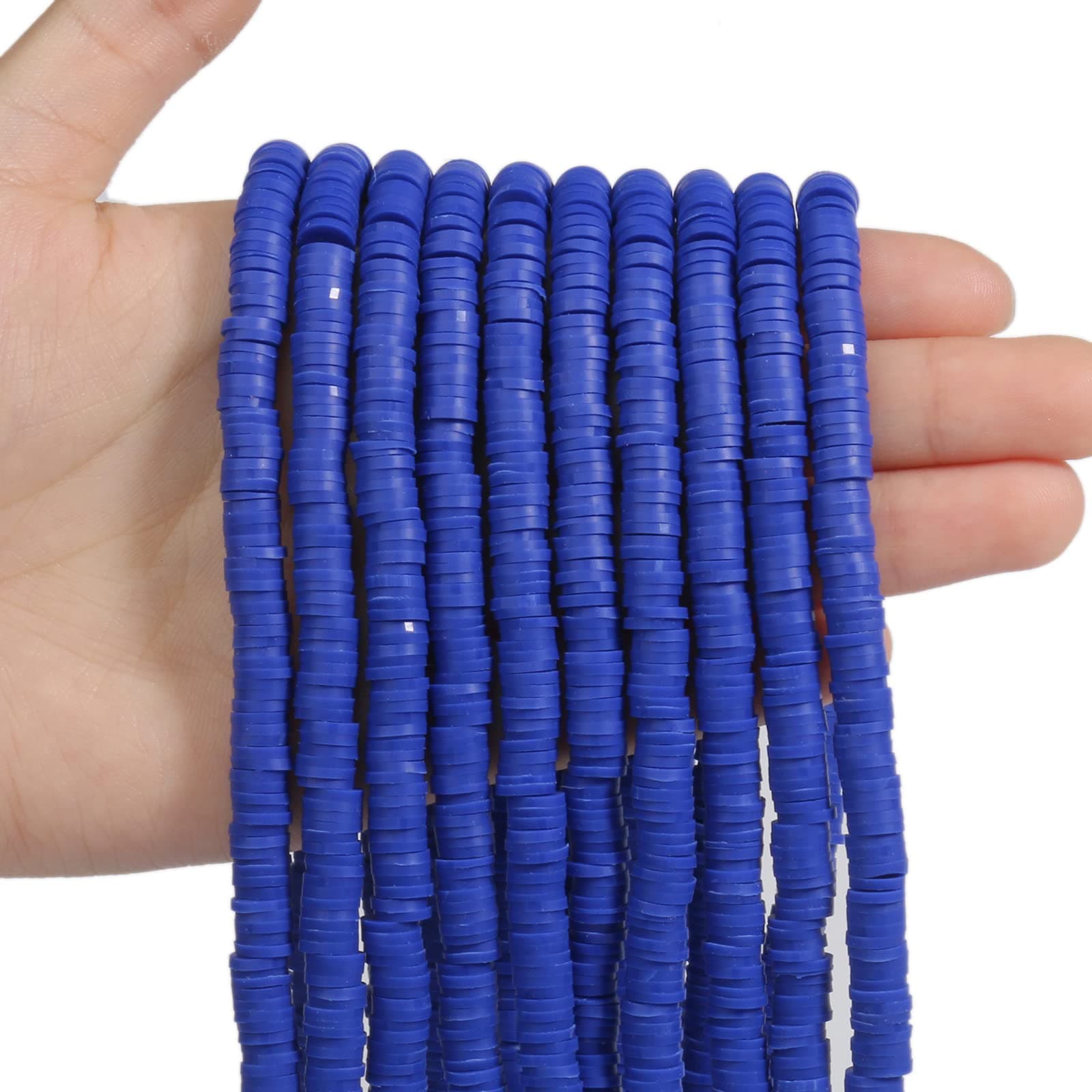 3600pcs Blue Clay Beads for Bracelets Making, 10 Strands Flat Round Polymer Navy Clay Beads 6mm Spacer Heishi Beads for Jewelry Making Earring Necklace