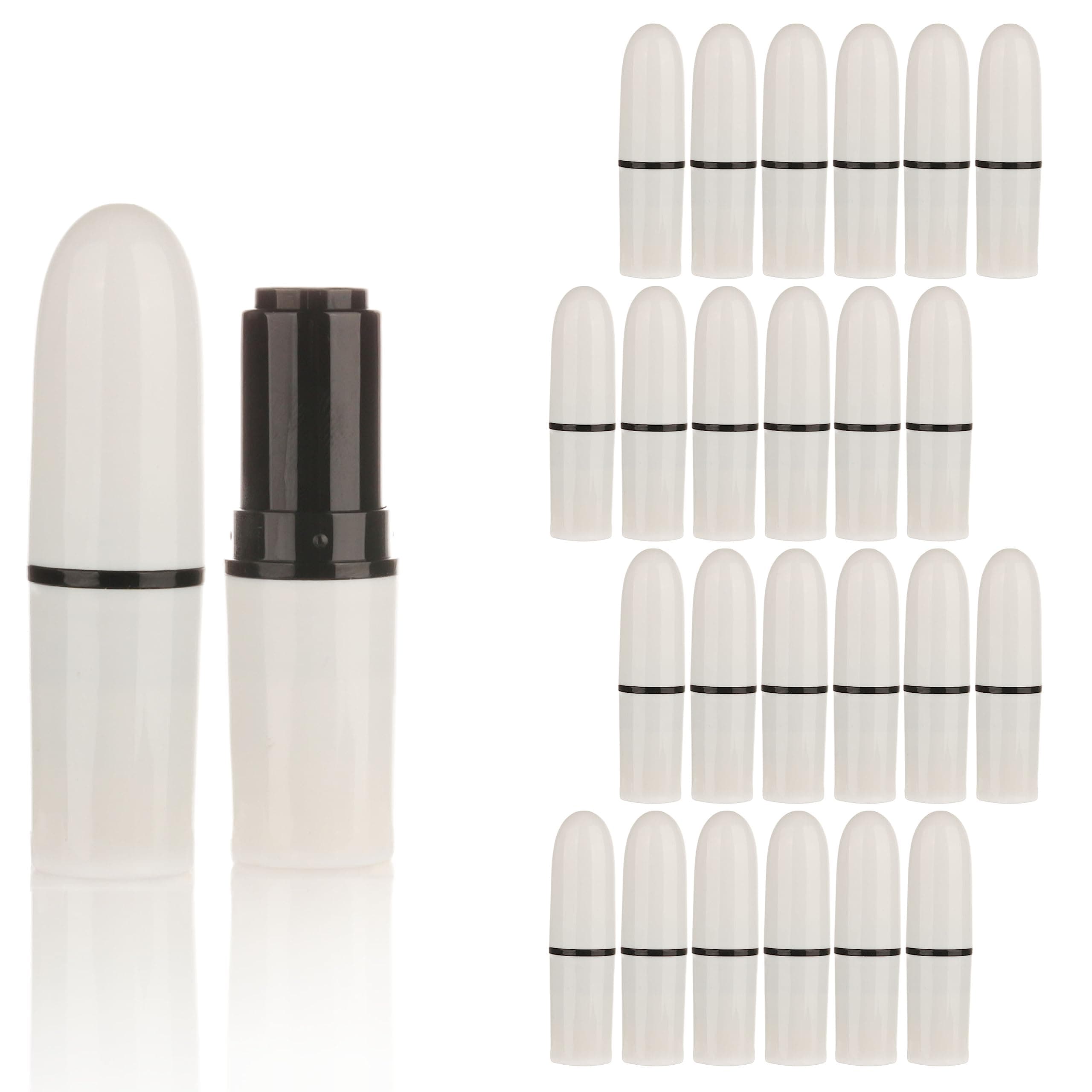COSIDEA 25 PCS Empty Plastic Round Bullet lipstick tubes White lip stick tube packing 12.1mm Lip blam DIY container