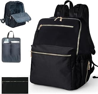 Diaper Bag Backpack, Nylon Baby Bag with 19 Pockets, Large Baby Diaper Bag for Boys Girls,Diaper Bag Insert,Changing Pad,Insulated Pockets,Stroller Straps,Black