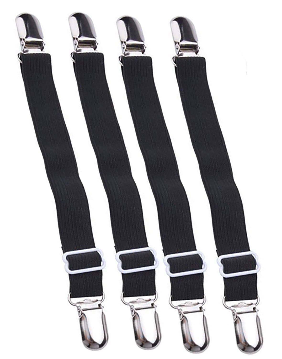 OZEEN Bed Sheet Straps (8, Black)