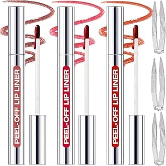 3 Colors Peel Off Lip Liner Stain with Tweezer K, Long Lasting Waterproof Lip Tint Stains Makeup Set with Matte Finish for Women, Natural Look, Easy to Use, for All Skin Types (#3,6,7)