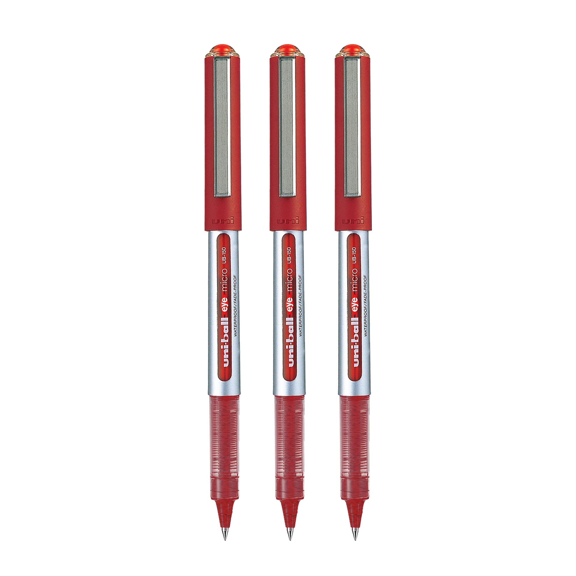 uni-ball Eye UB150 Roller Pen (Red Ink, Pack of 3)
