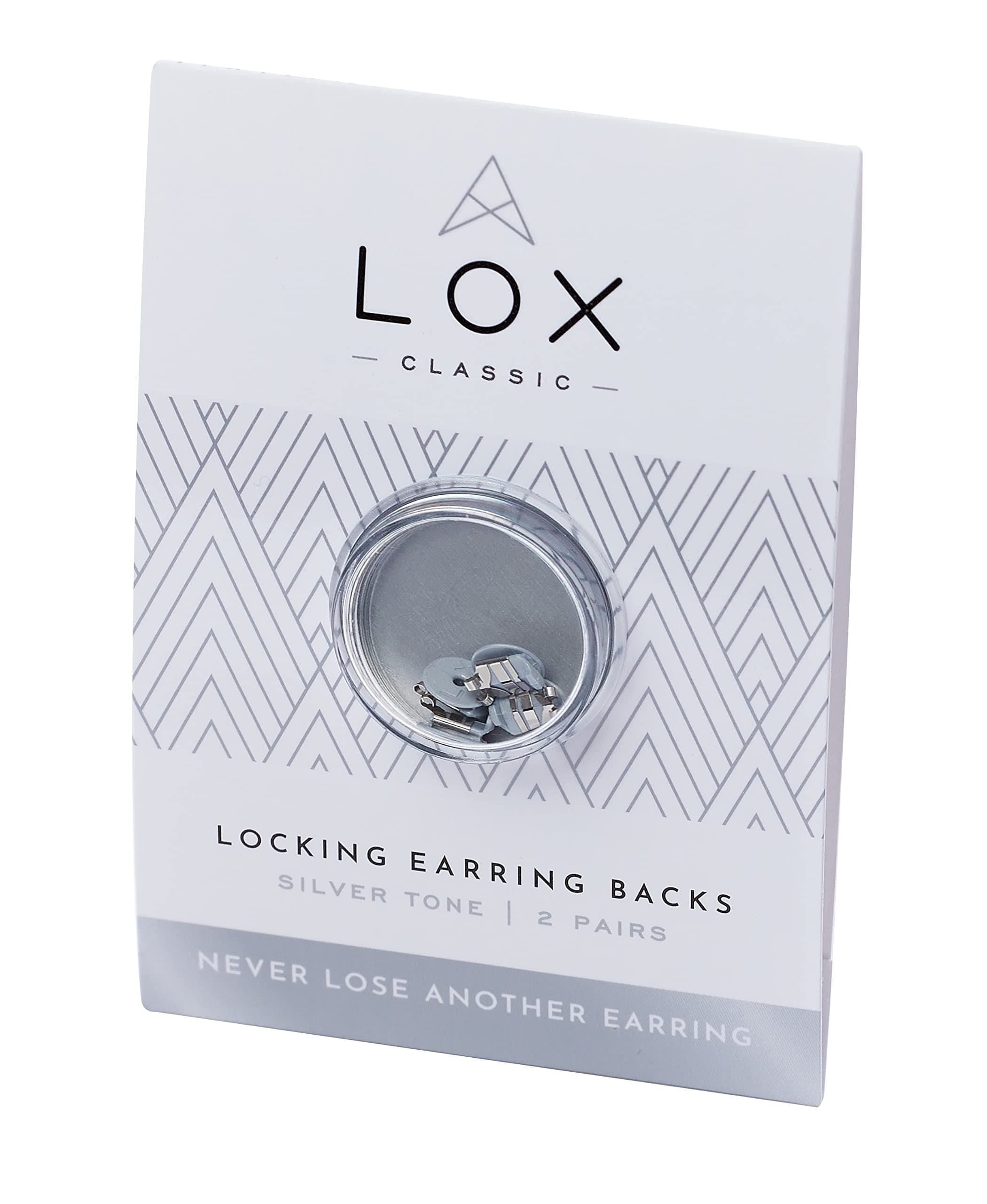 Secure Locking Earring Backs by Lox-Two Pairs in the Pack (Silver Tone)