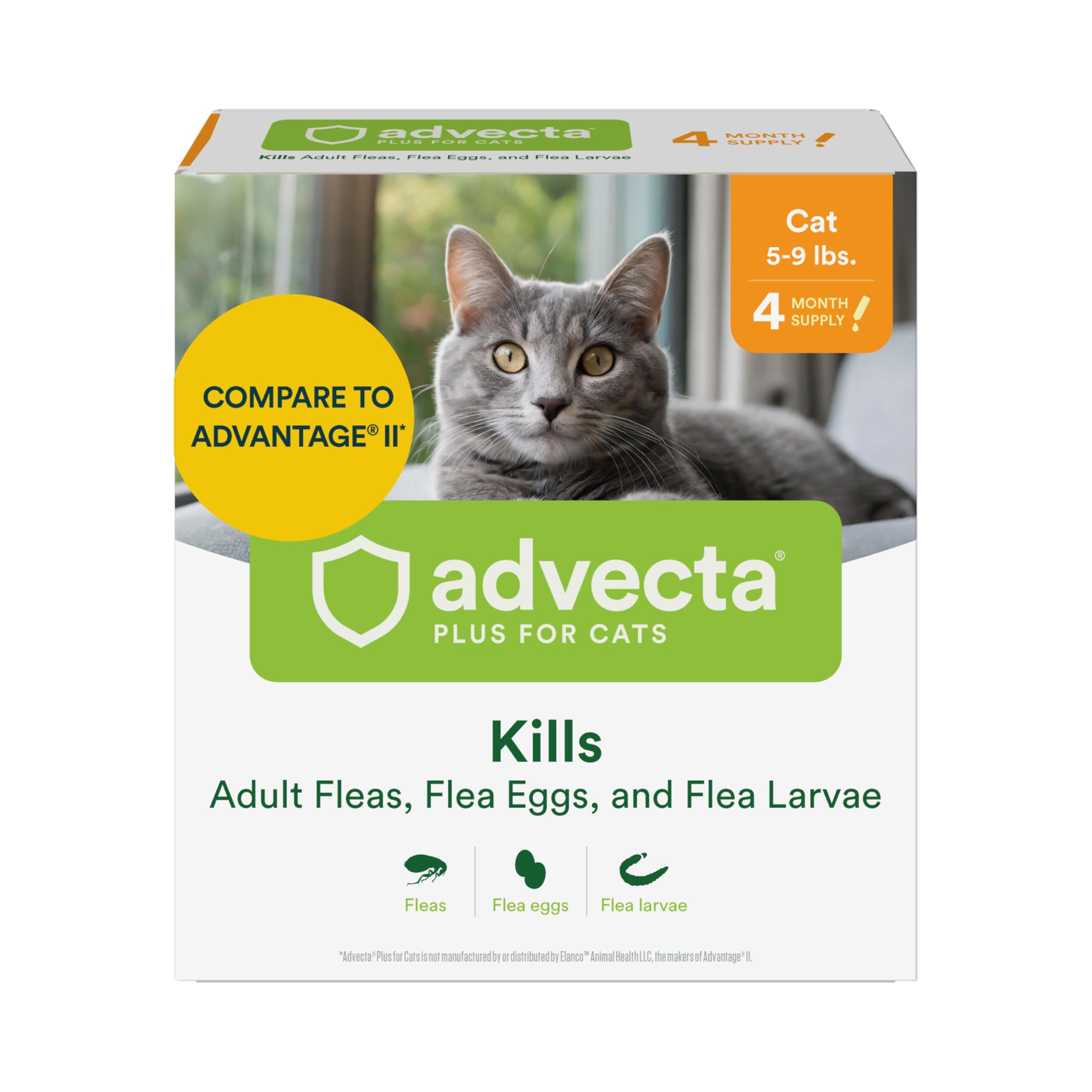 Advecta Plus Flea Protection for Small Cats, Long-Lasting and Fast-Acting Topical Flea Prevention, 4 Count