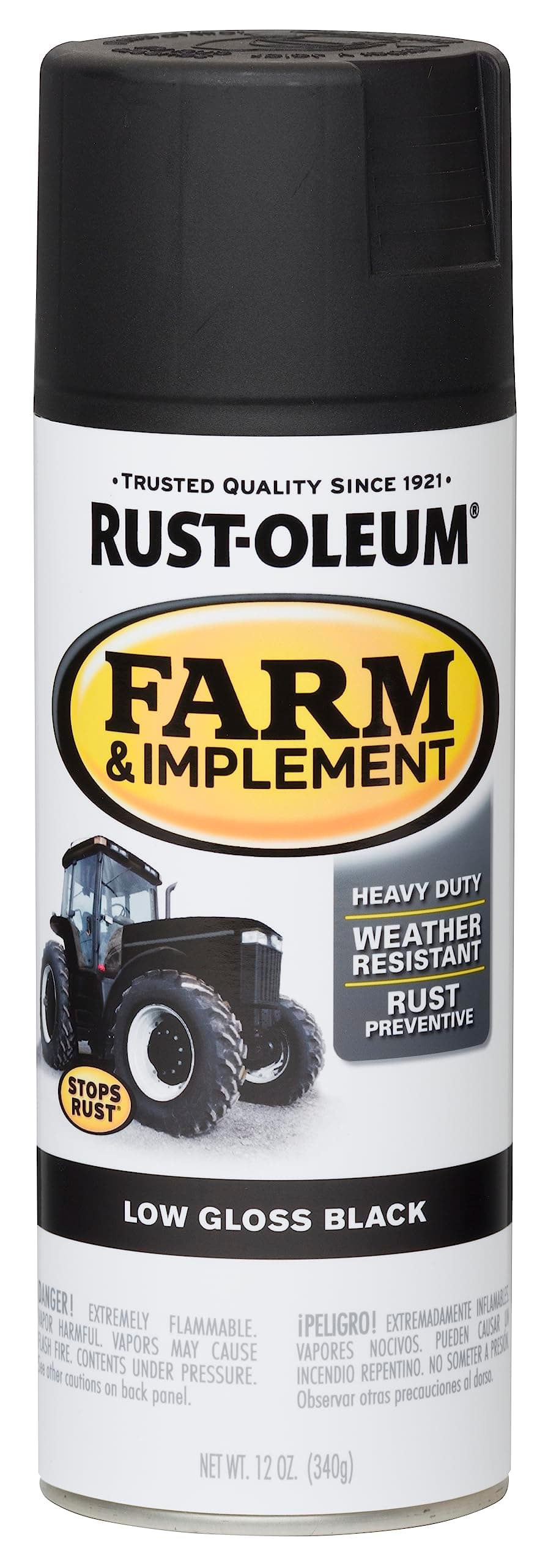 280130 Farm & Implement Spray Paint, 12 oz, Low Gloss Black, (Pack of 1)