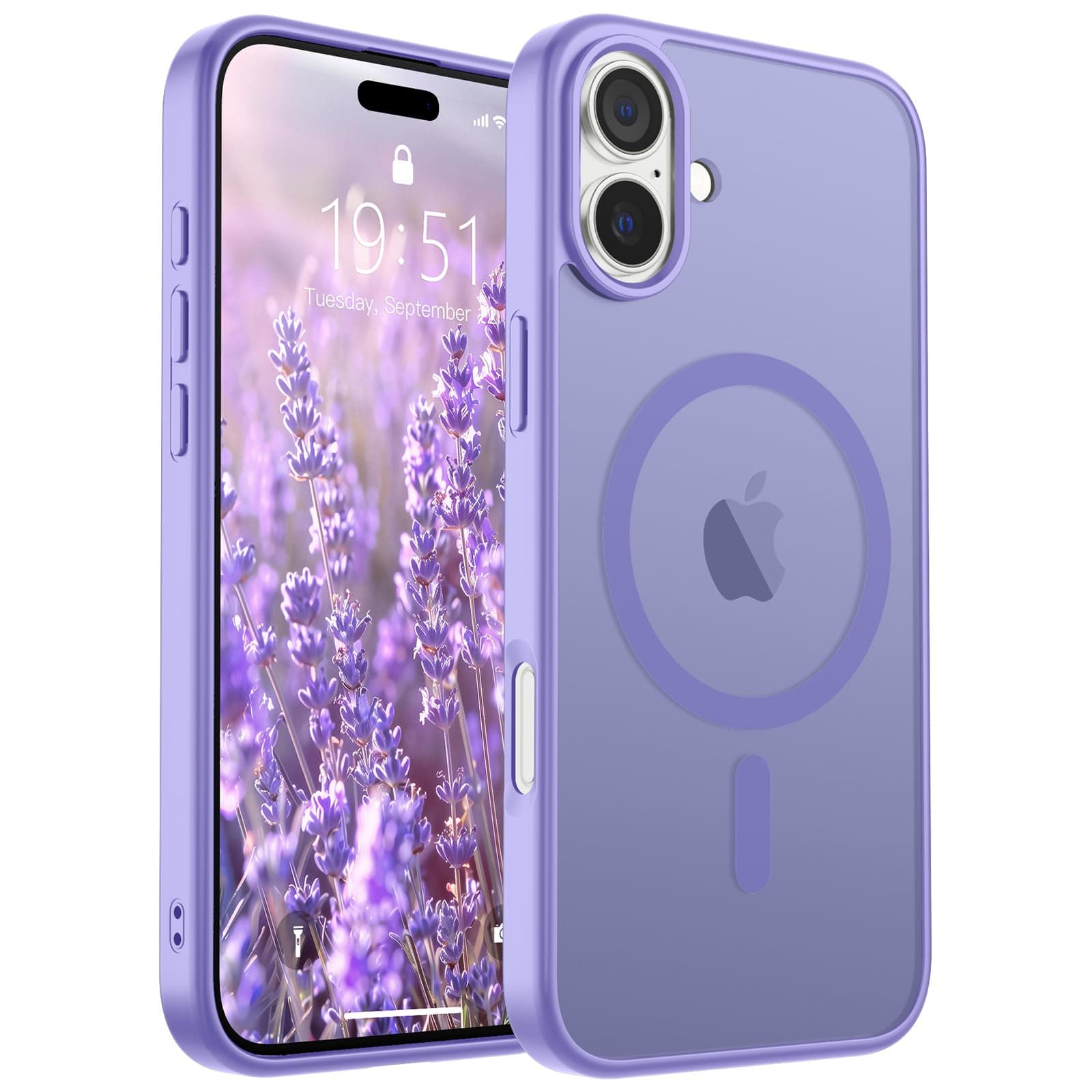 SUPFINE Magnetic for iPhone 16 Plus Case(Compatible with MagSafe) (Military Grade Drop Protection) Slim Translucent Matte Shockproof with Anti-Fingerprint Phone Case,Purple