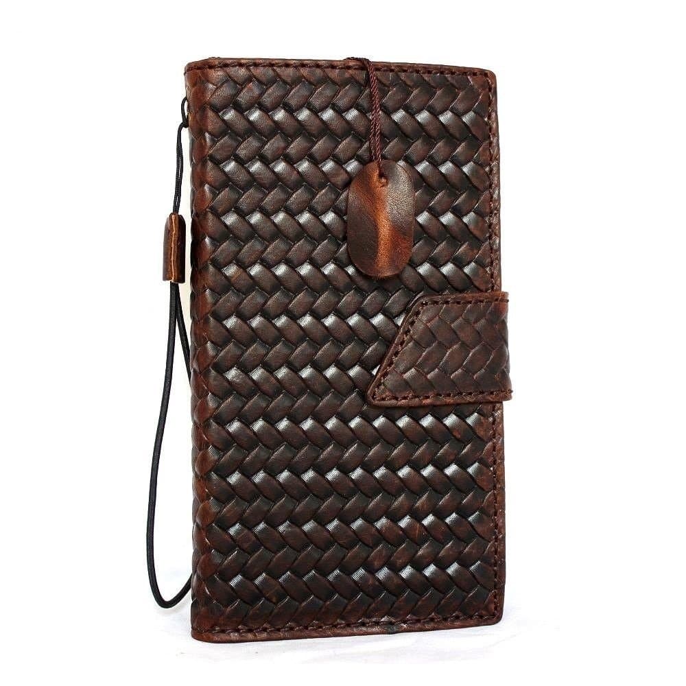 Genuine Real Leather Case for HTC One M8 Book Wallet Magnet Closure Cover Handmade Slim Retro Brown Cards Slots Slim Art daviscase