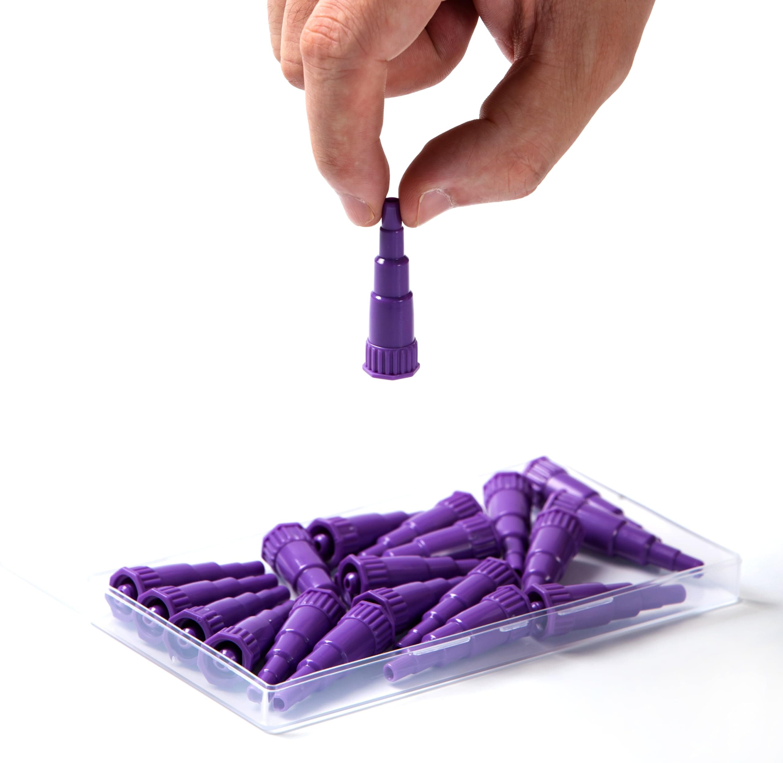 20 Cones,Transition Connector with Storage Case, Feeding Syringe Tip,Purple,Plastic