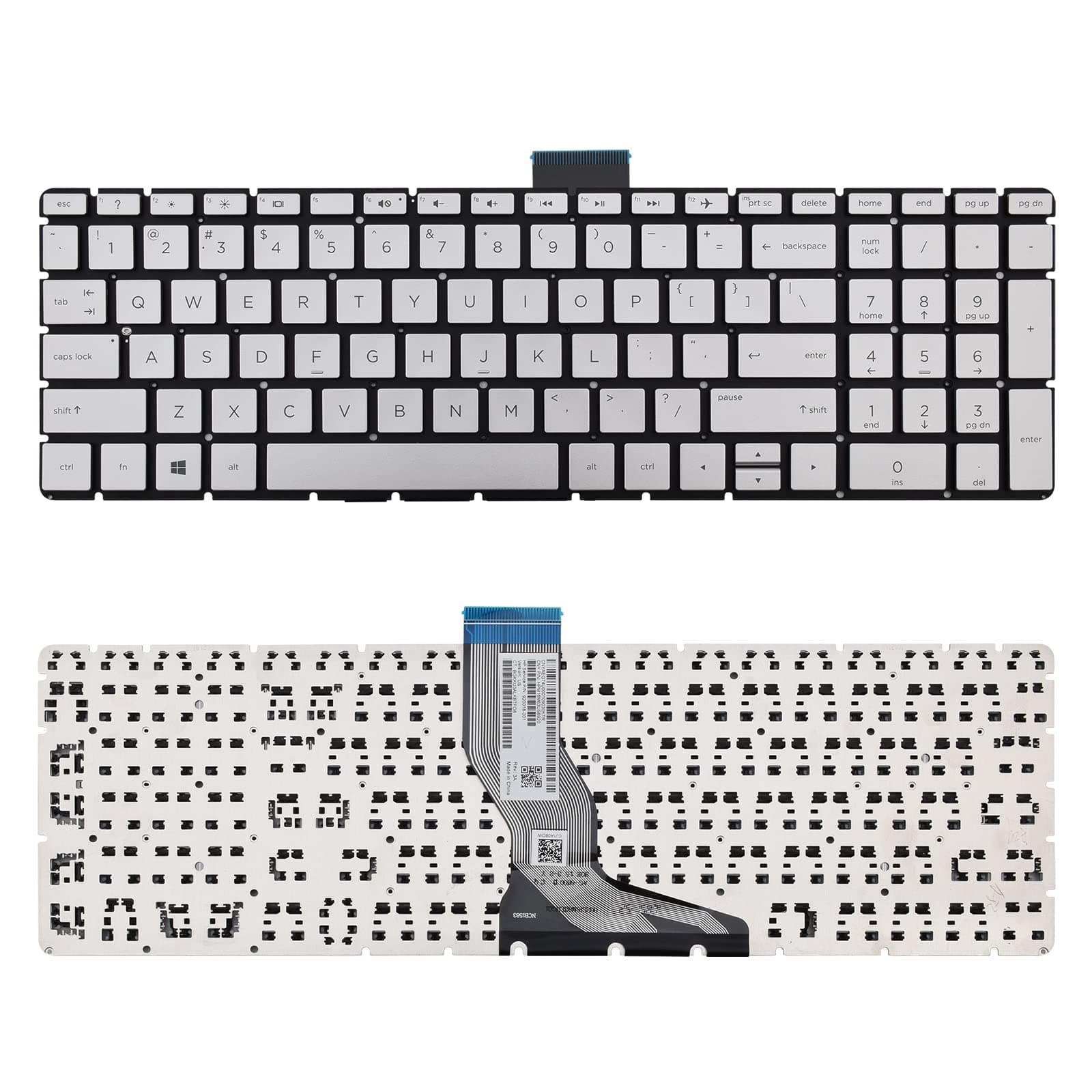 Replacement Keyboard Compatible with HP 15-BS 15-BP 15-BR 15-BW 15G-BR 15Q-BD 15Z-BW 17G-BR 15-RA 15-RB 17-BS 17-BR 17-AE 17-AK 17-AR 250 G6 255 G6 Envy X360 15m-BP Sliver Without Backlight