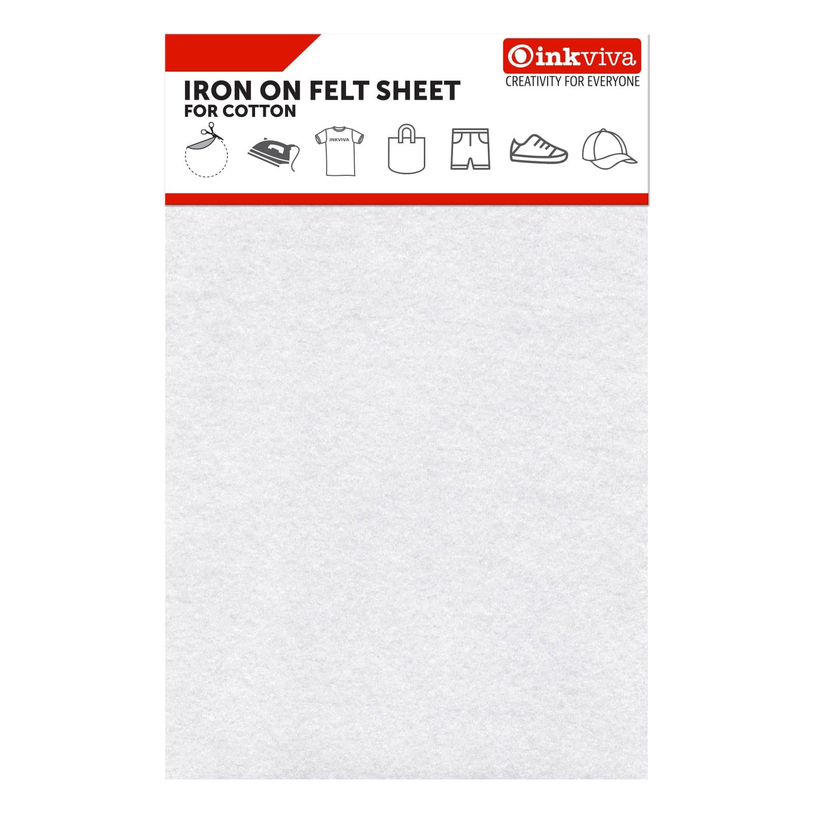 Iron on Soft Felt Material S01 Applique Fabric Sheet (1.5mm) for Cotton - 2 Sheets Package (White)