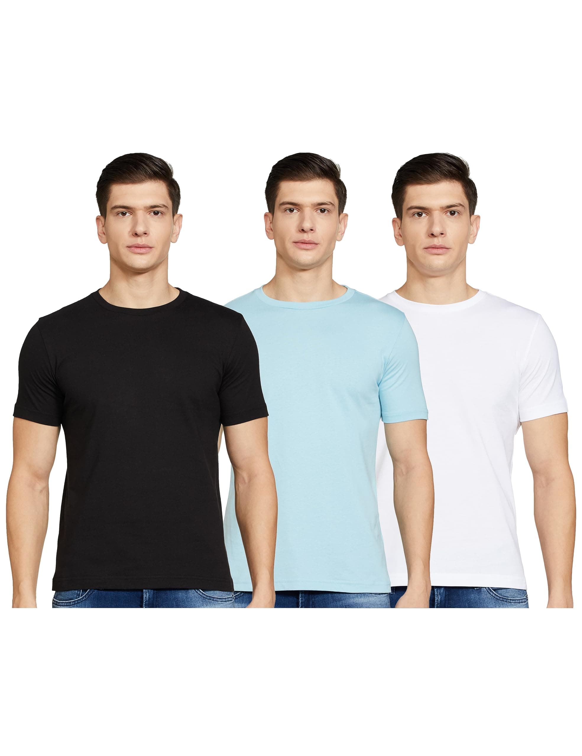 Amazon Brand - Symbol Men's Solid Cotton T Shirt | Plain | V Neck | Half Sleeve-Regular Fit | Combo Pack of 3 (Available in Plus Size)