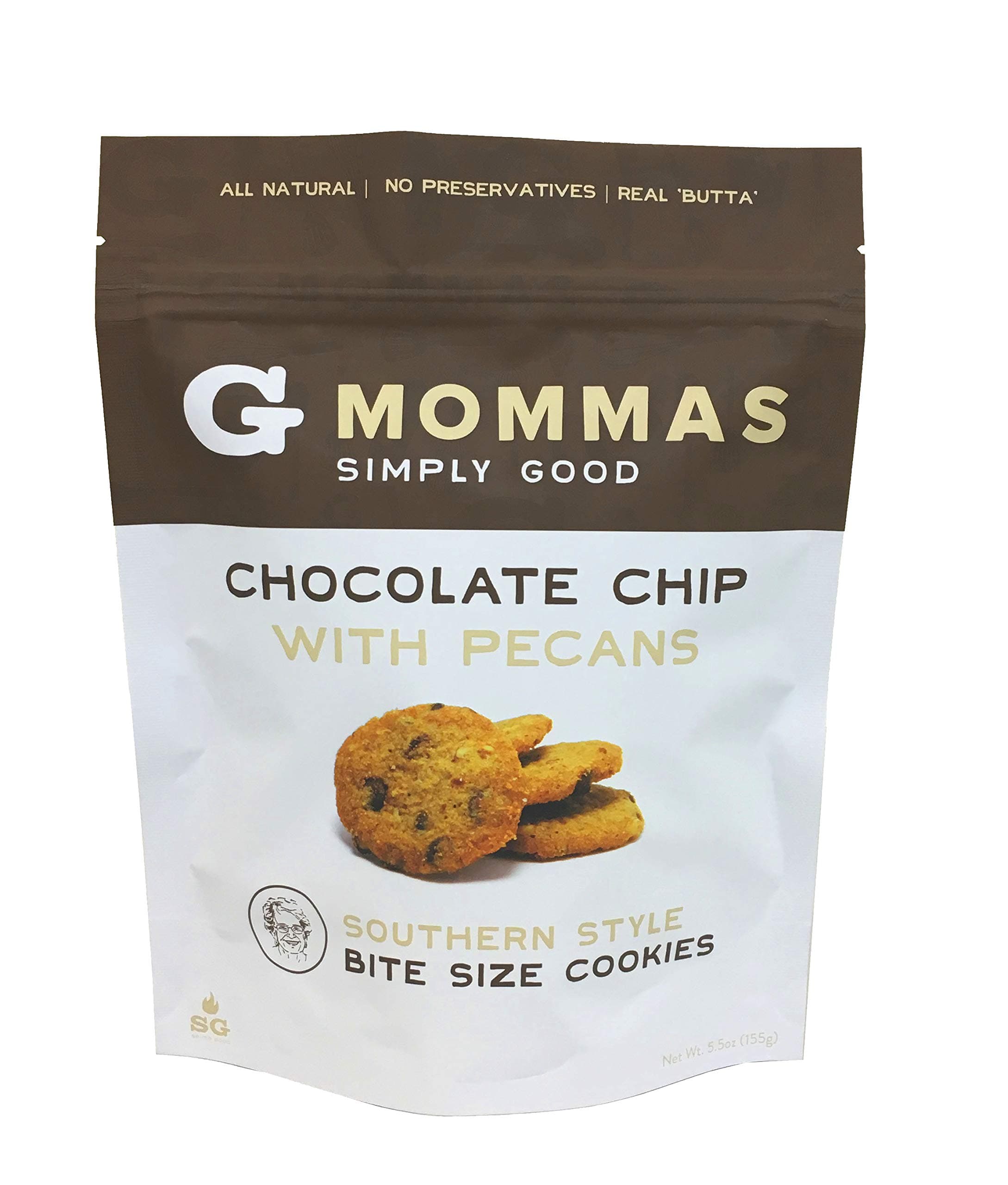 Chocolate Chip with Pecan Cookies + Crispy + Bite Sized - G Mommas Cookies (Single)