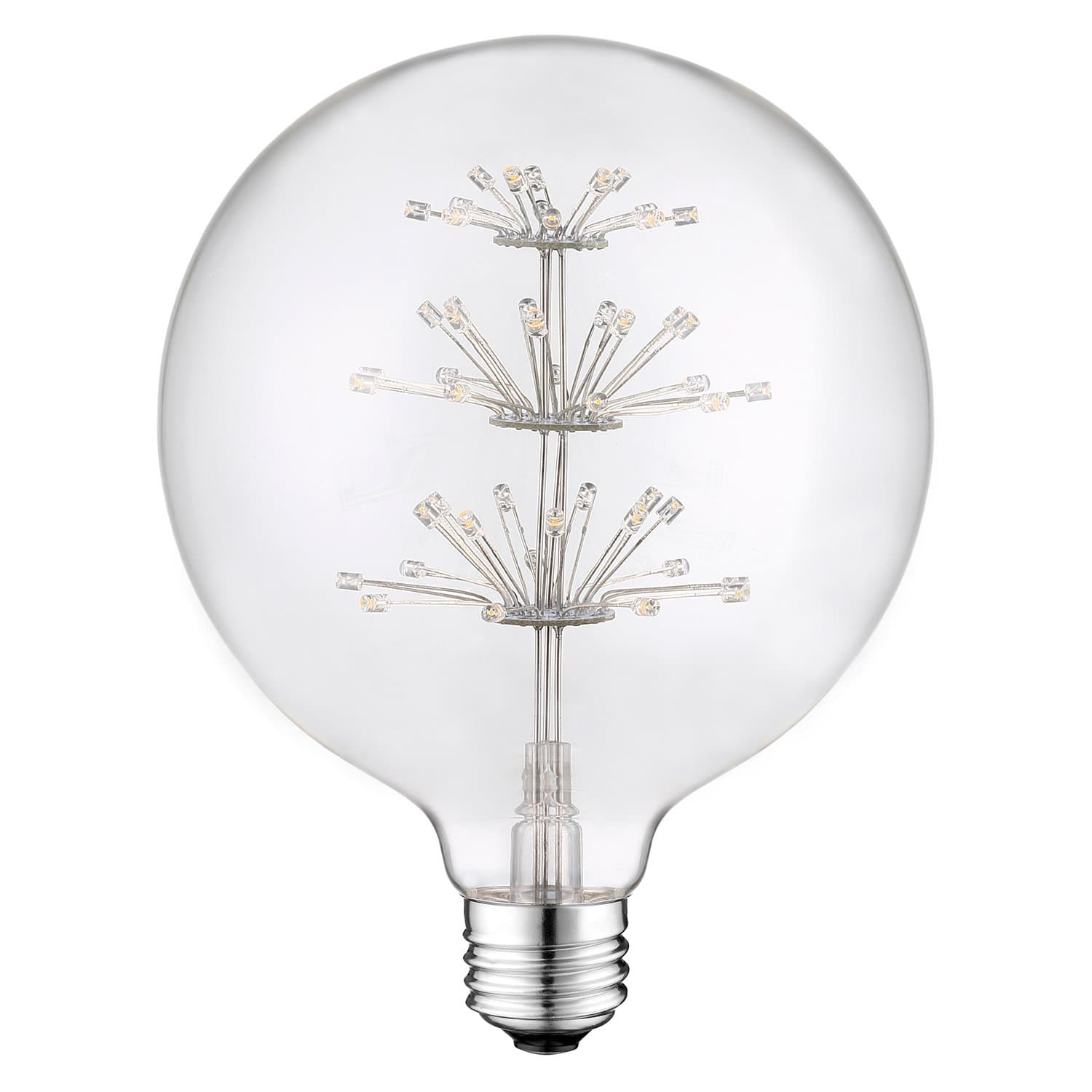 Abasiah G125 Vintage Edison LED Light Bulb, 2W E26 Base Decorative Antique Style Firework Decorative Light Bulb for Christmas Party Decoration, 2700K Warm White [Energy Class A++] (1 Pack)