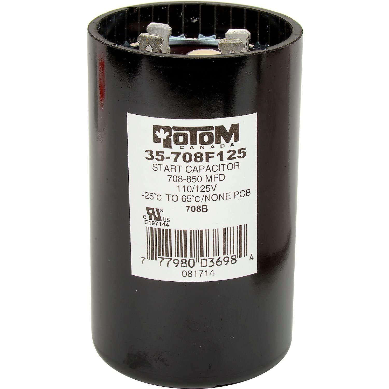 Motor Start Capacitor, 110-125 Volt, 708-850 Mfd