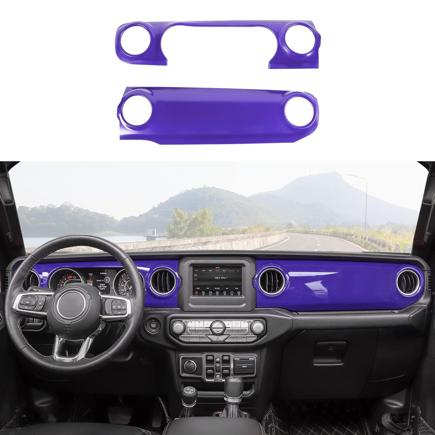 RT-TCZ Center Console Trim Cover Dashboard Control Panel Cover Decorative Interior Accessories for Jeep Wrangler JL JLU & Gladiator JT 2018-2022,Purple