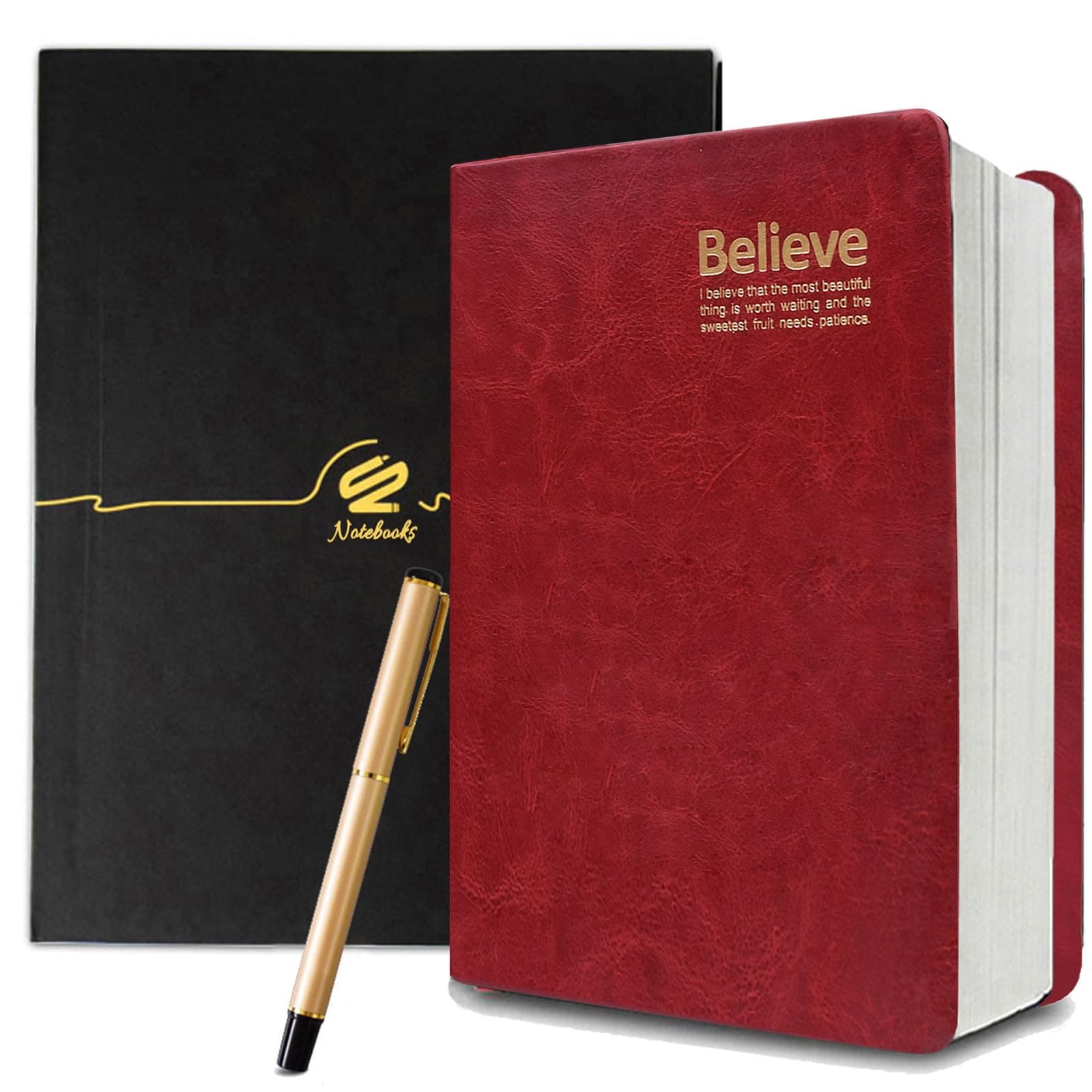 Lemical 720 Page Horizontal Notebook with Pen Gift Set Vintage Retro Leather Cover Thick Notebook Travel Journal Writing Book Memo Journal Notepad Diary Diary Drawing Sketchbook