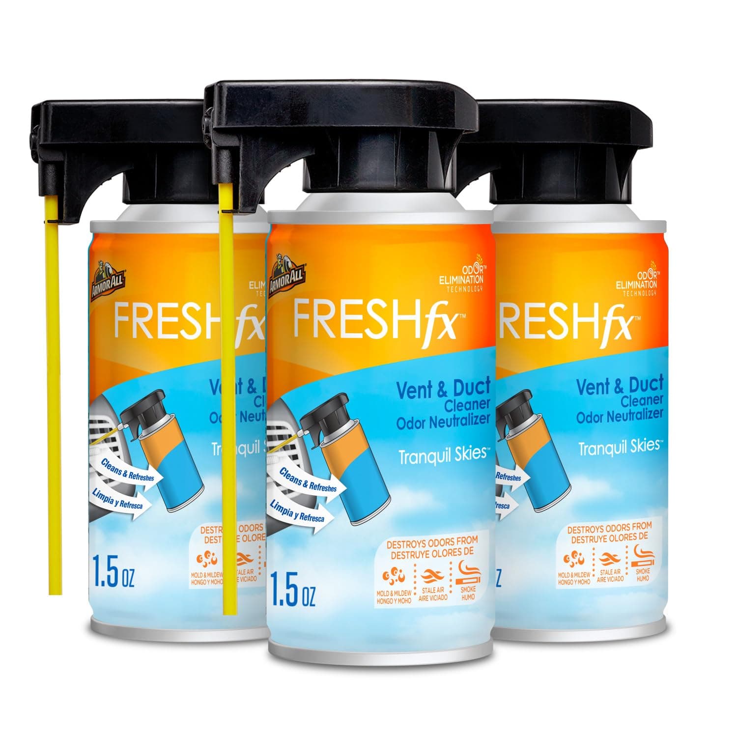 Armor All Fresh FX Vent and Duct Cleaner Odor Neutralizer, Stocking Stuffers, Tranquil Skies Scent, 3 Count, 5 OZ Each