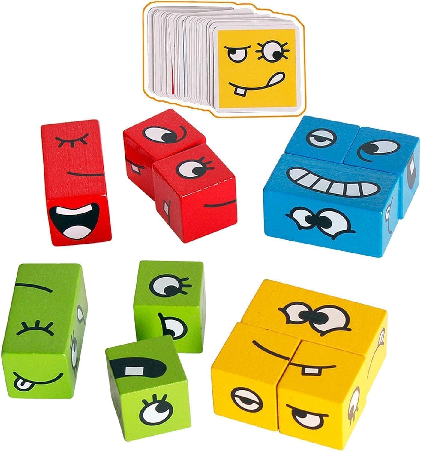BABAFAB Cube Face Game - Fun and Educational Puzzle Game for Kids - Includes 4 Colorful Cubes and Matching Cards - Develops Memory and Recognition Skills - Suitable for Ages 3 and Up