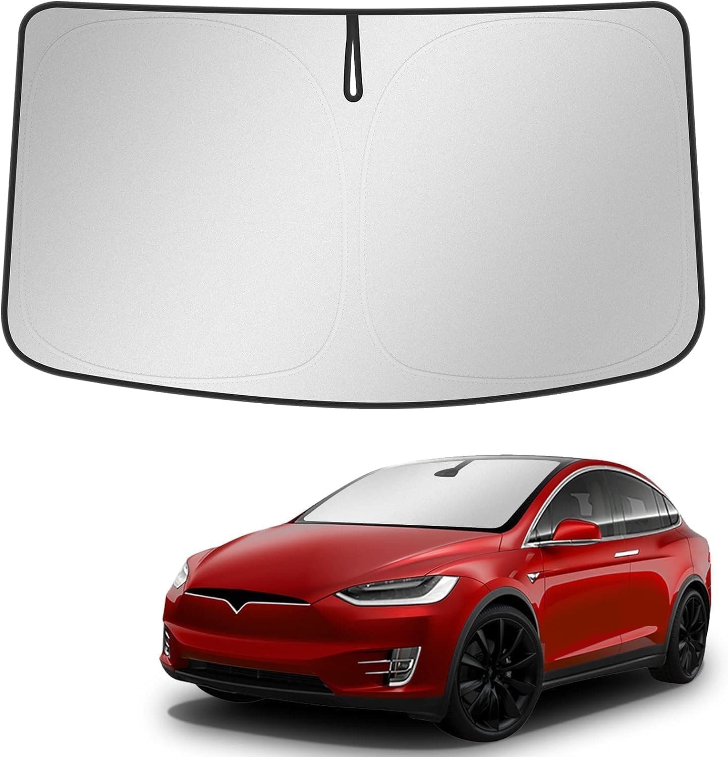 BASENOR Upgraded Sunshade for Tesla Model X Windshield Sunshade Folding Sun Visor Protector (Proprietary Design) Sun Shade Cover with a Storage Bag Fit Model X 2021-2026