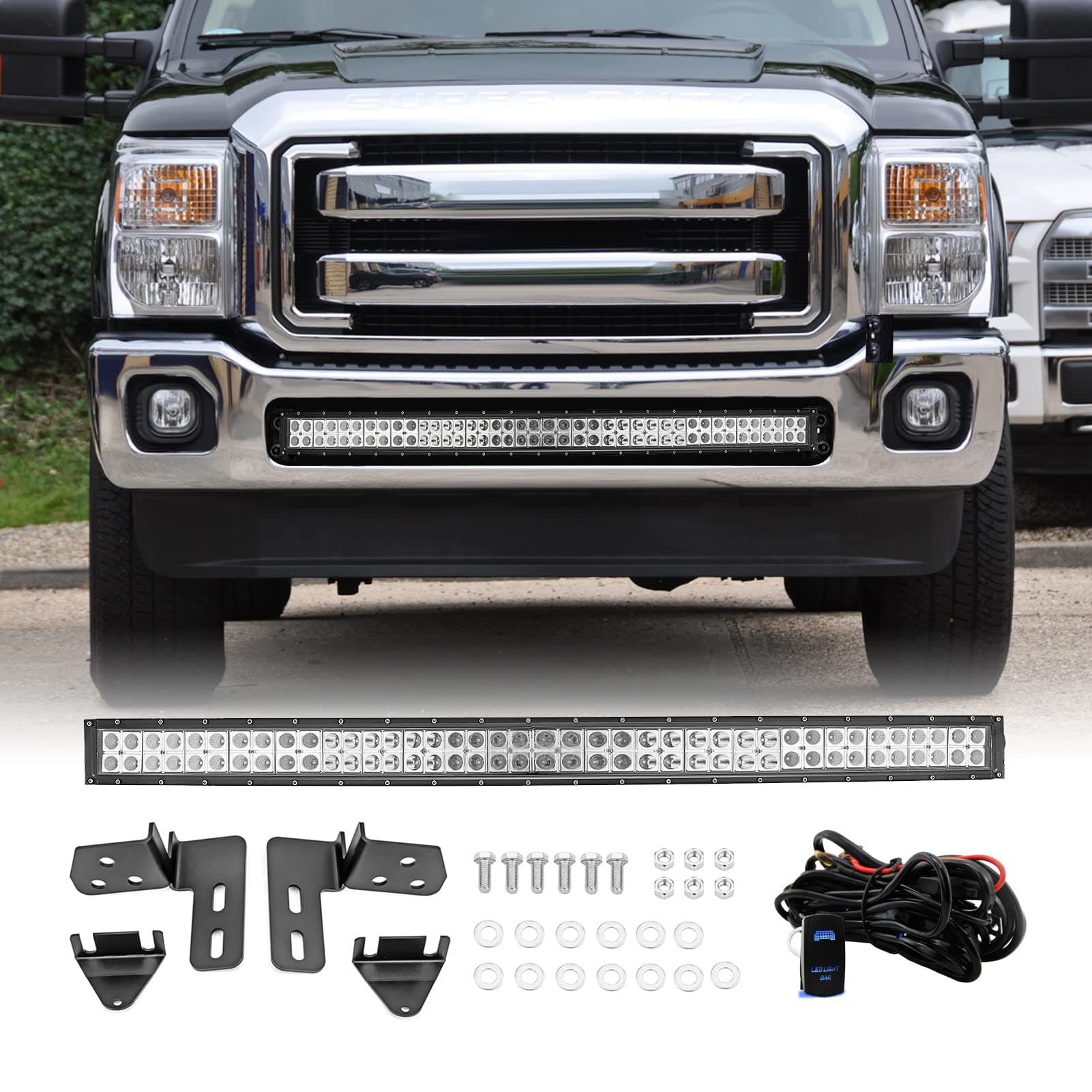 Dasen Lower Hidden Bumper Bracket Off Road Mount w/22 Inch 120W LED Light Bar w/Wiring Harness Compatible with Chevy Silverado 1500 2007-2013, Fit Silverado 2500 3500 2007-2010