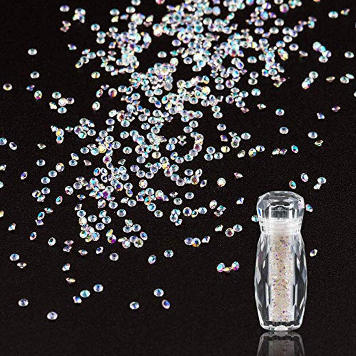 1.3mm Micro Rhinestones Nail Pixie Mini Rhinestones Beads 3D Crystal Nail Rhinestones And Charms Gems Stones Tiny Glass Rhinestone Diamonds For Nail Art Shiny Decorations Need Glue (crystal ab)