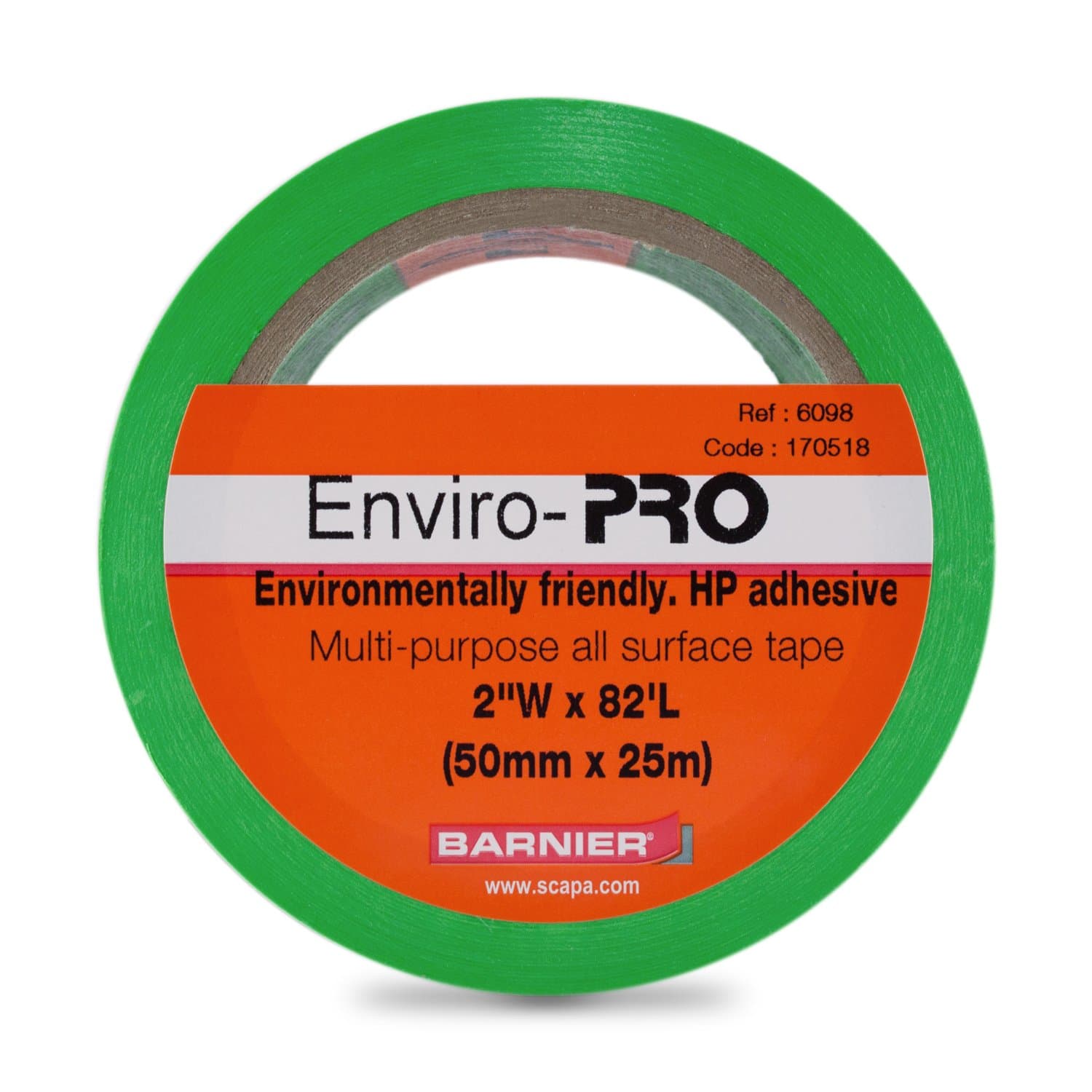 Barnier 6098 Enviro-GREEN PRO Premium Builders Multi-Purpose Rubber Adhesive Tape, 0.120mm Thickness, 82' Length x 2" Width, Green