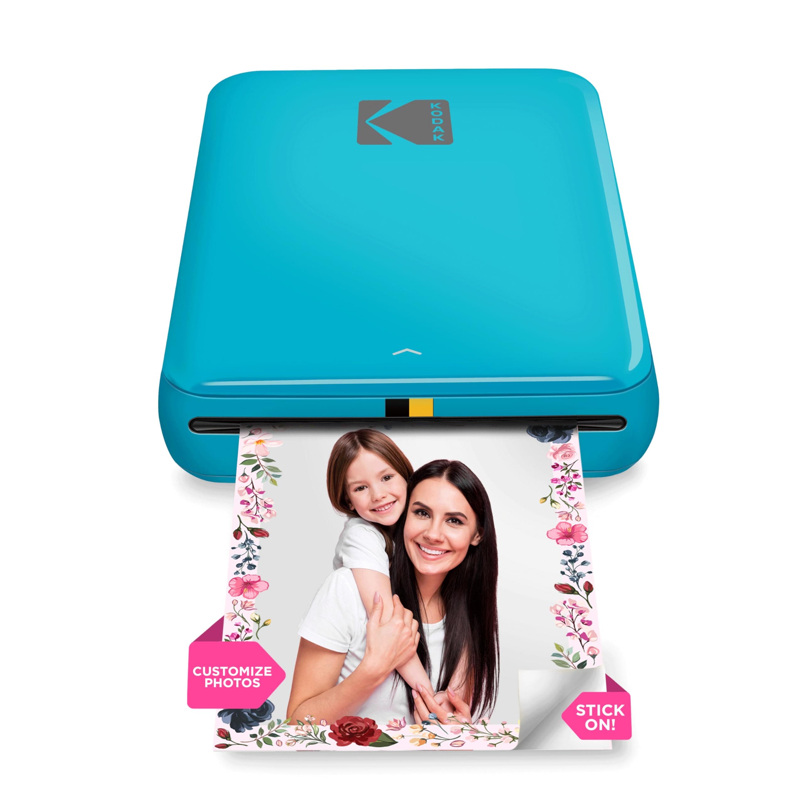 Step Color Instant Photo Printer with Bluetooth/NFC, Zink Technology & KODAK App for iOS & Android (Blue) Prints 2x3” Sticky-Back Photos.
