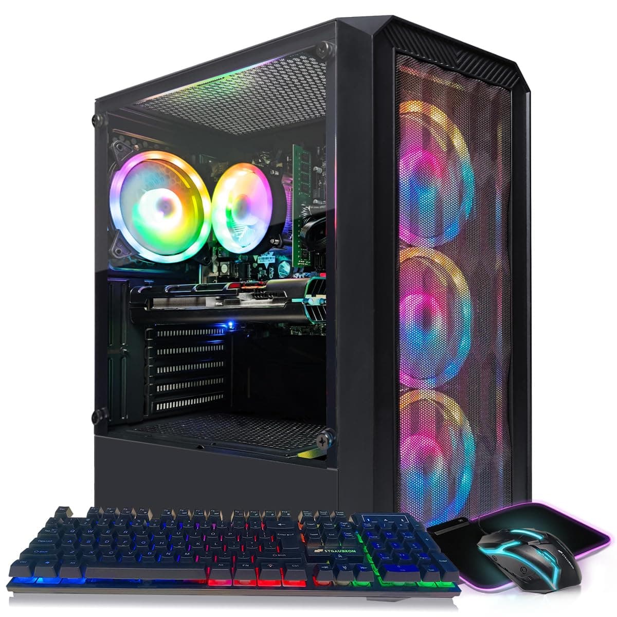 STGAubron Gaming PC Computer Desktop, GeForce RTX 2060 M 6G, Intel Core i7 up to 3.9GHz, 16G RAM, 512G SSD, WiFi 6, BT 5.2, RGB Fan x4, Windows 11 Home
