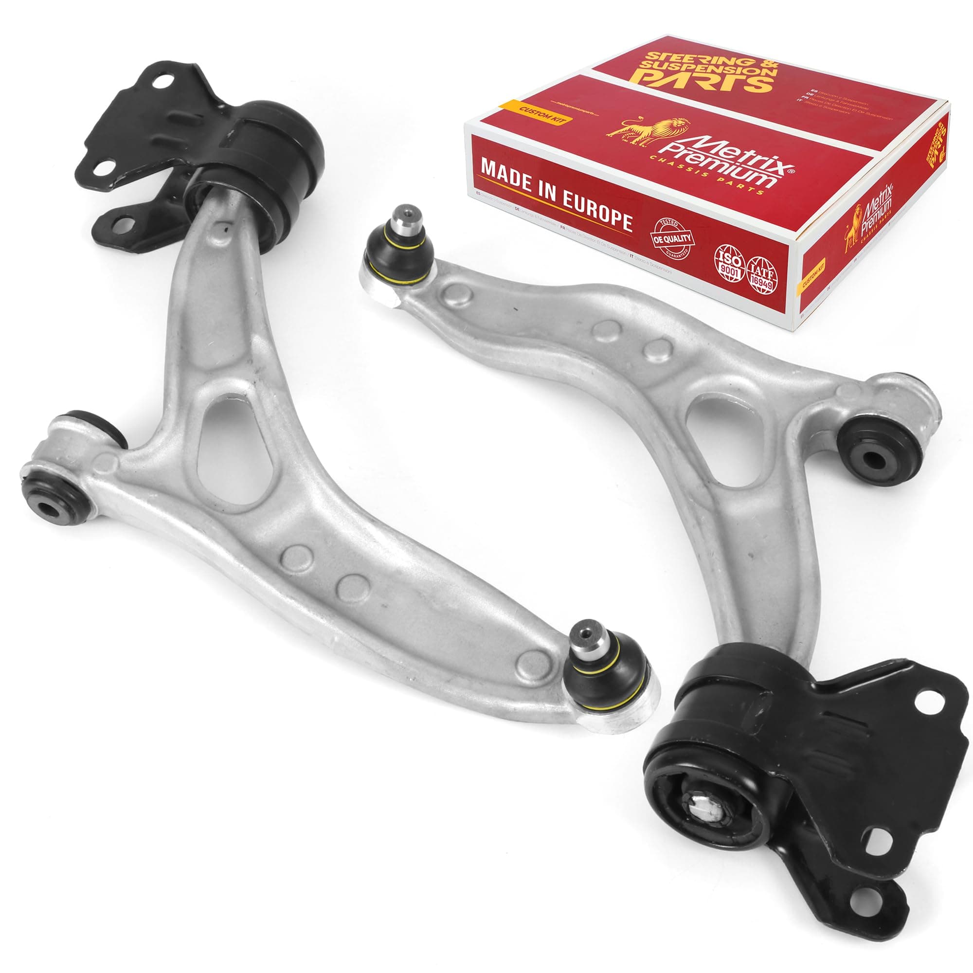 METRIX PREMIUM CHASSIS PARTSFront Left & Right Lower Control Arm and Ball Joint Assembly RK622788 & RK622753 Fits 2013-2017 Ford C-Max, 2012-2018 Ford Focus SE, Electric and Titanium Sub models