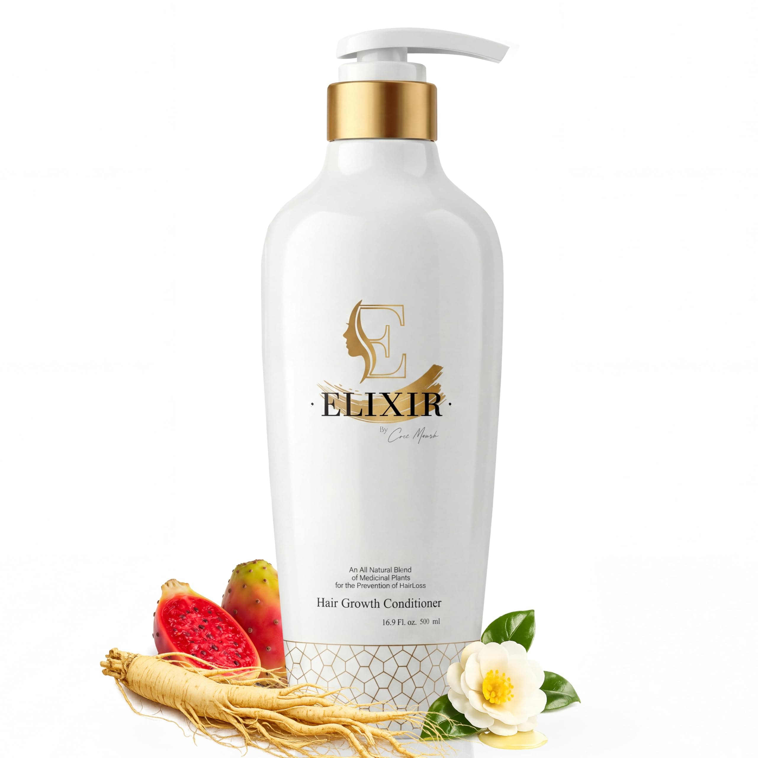 Elixir by Coco March Hair Growth Plant Based Conditioner - Natural Formula, No Harmful Chemicals, No Parabens for Strengthening Hair & Increased Volume - 16.9 fl oz 500 ml