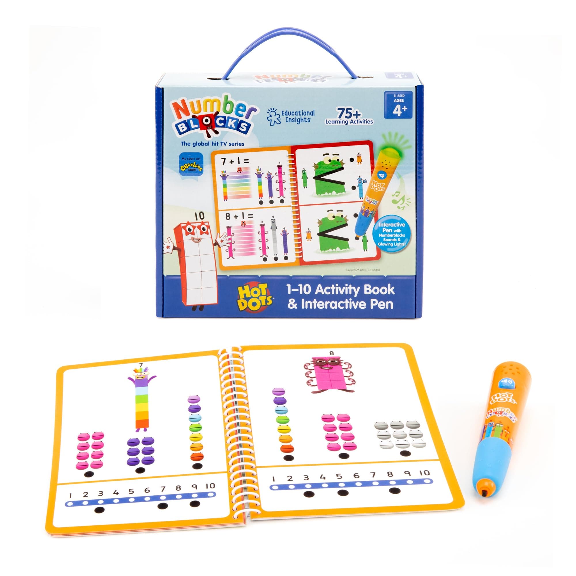 Hot Dots Numberblocks Workbook Numbers 1-10 with Interactive Pen, 75+ Activities, Gift for Kids Ages 4+