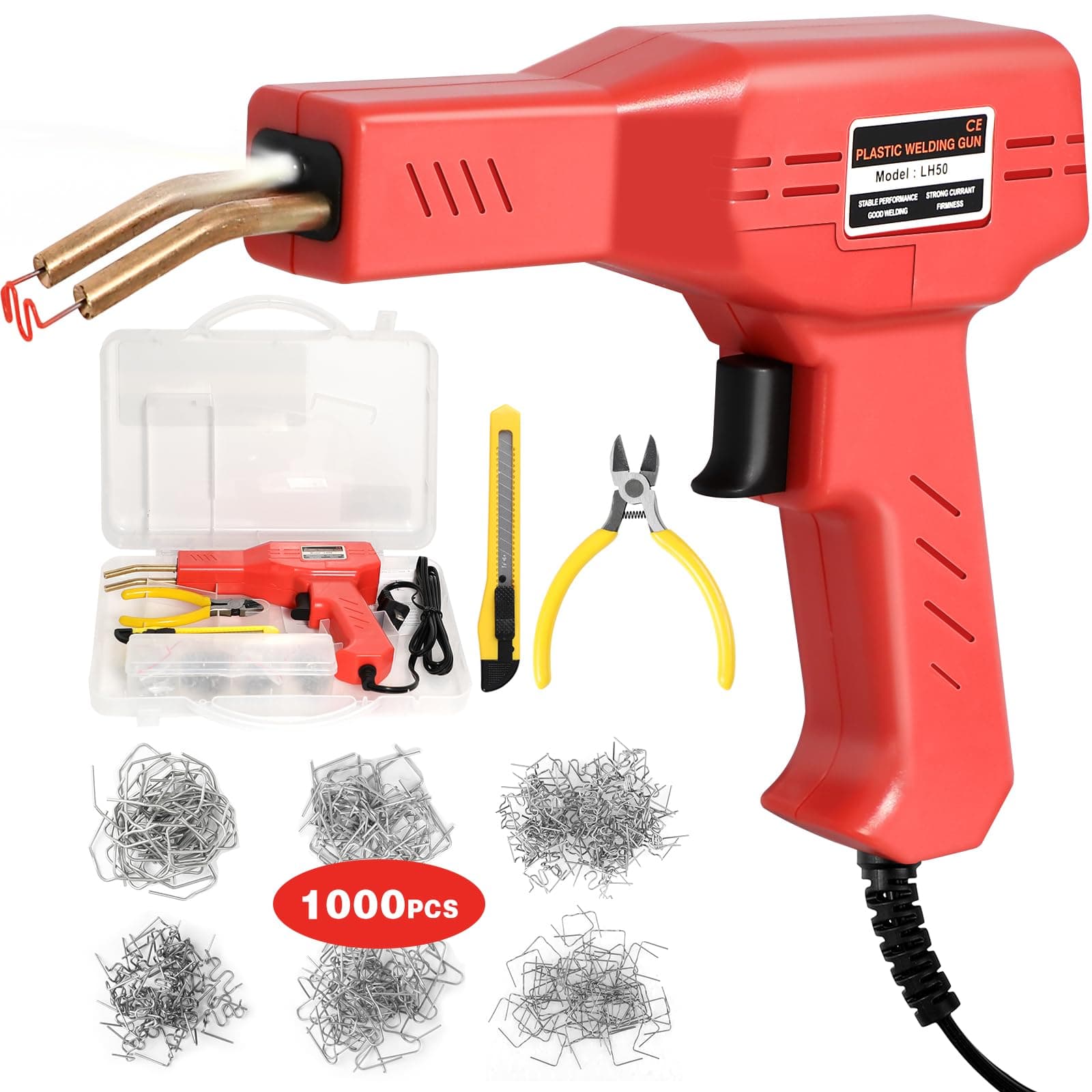 ATOLS Plastic Welding Machine, 1000pcs Staples, Plastic Welding Kit, Hot Stapler Kit, Plastic Welding Gun Kit, Car Bumper Repair Kit, Plastic Repair Kit