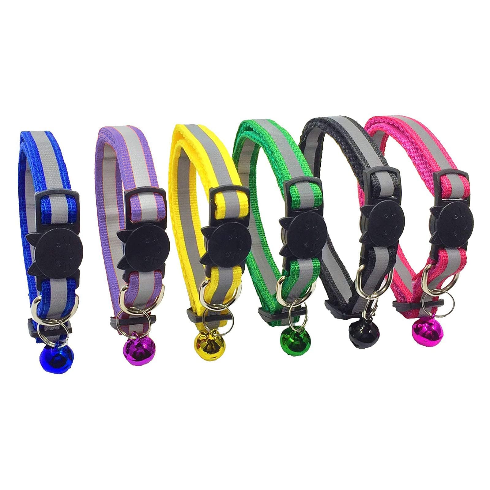 Cat Head Shaped Buckle Reflective Pet Collar with Separate Bell for Pet Safety