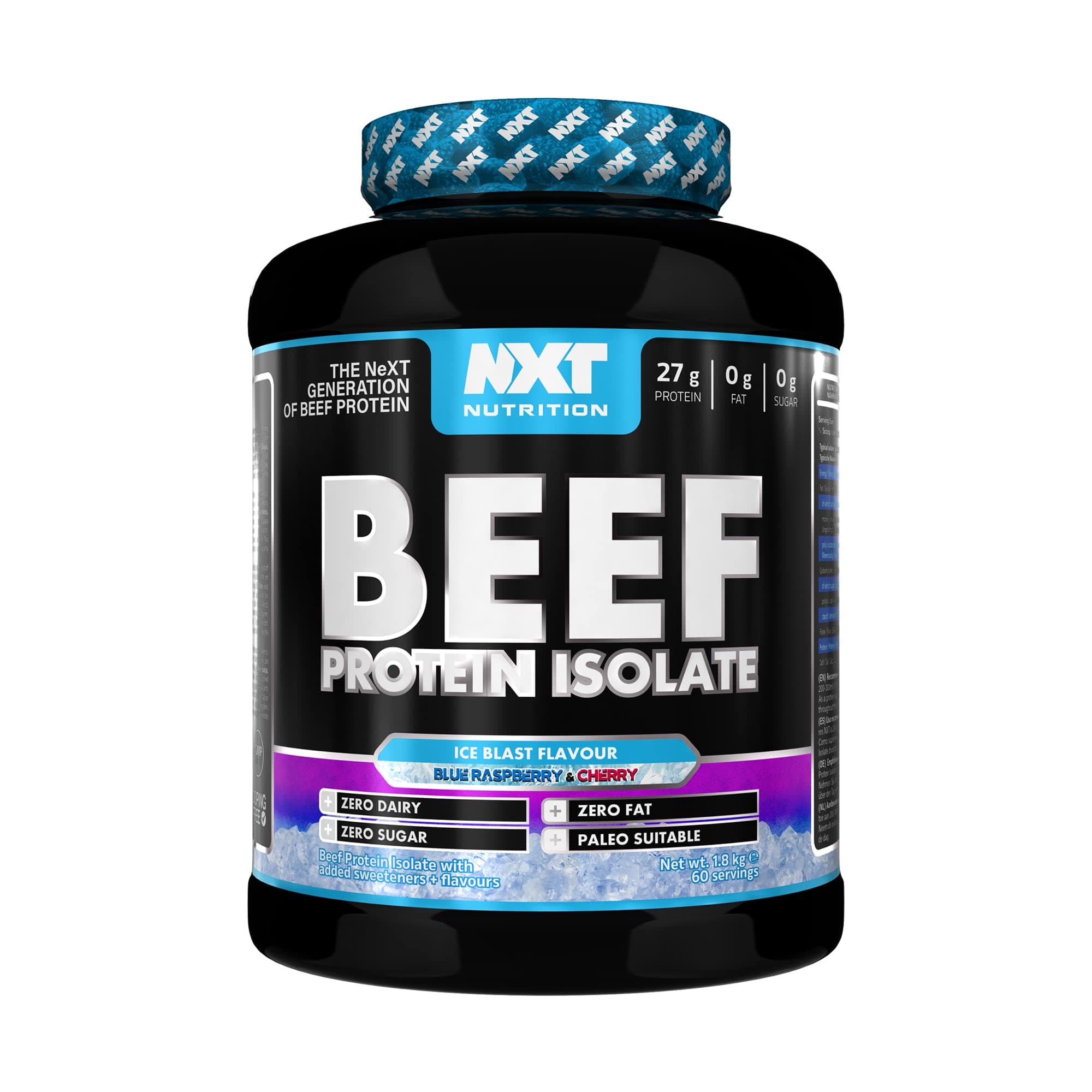 NXT Beef Protein Isolate Blue Raspberry & Cherry Ice Blast 1.8kg 60 Servings