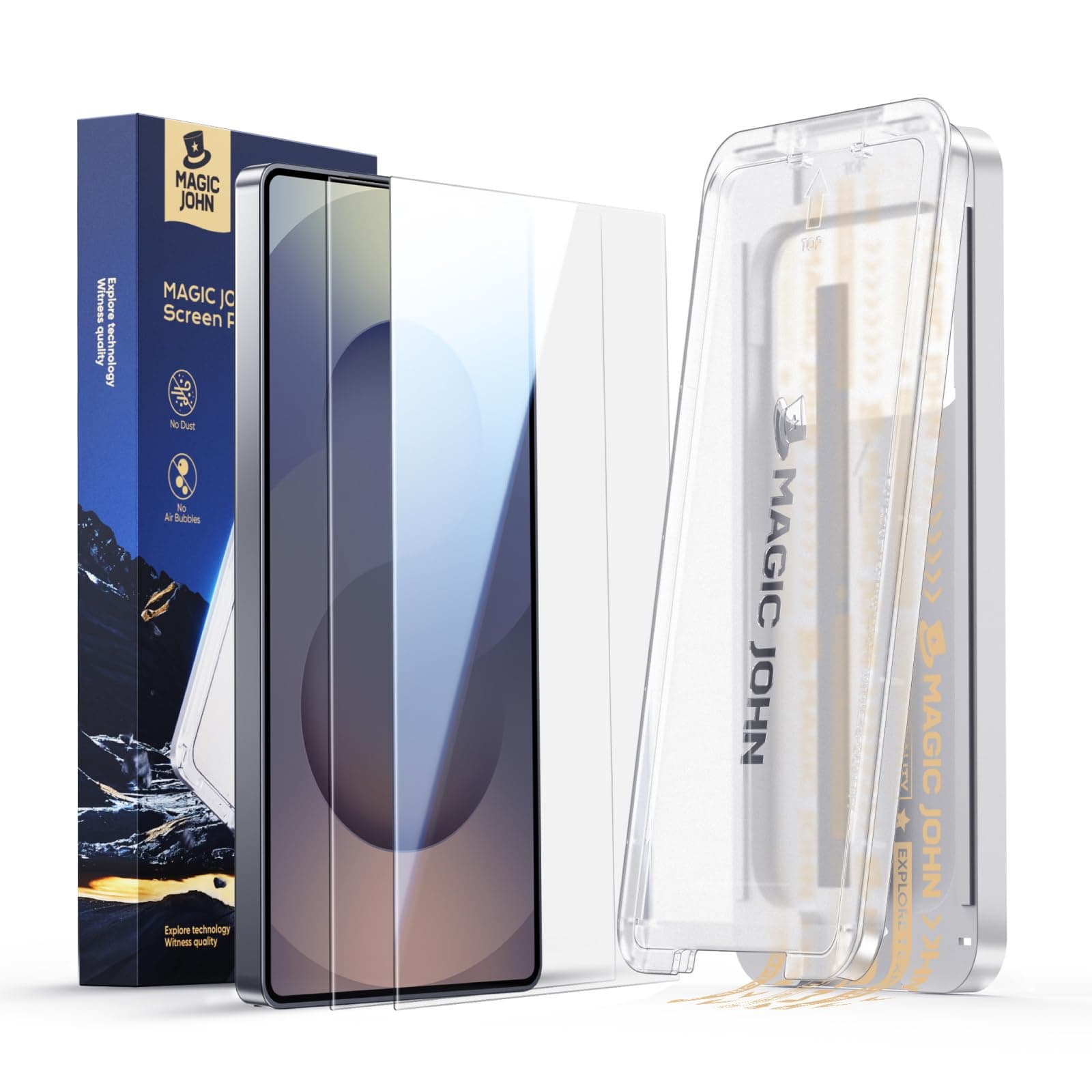 MAGIC JOHN 2 Pack for Samsung Galaxy S25 Ultra Screen Protector, with Shatterproof Tempered Film, Auto Dust-Elimination, Bubble Free & HD Clear, Easy Installation for Samsung Galaxy S25 Ultra