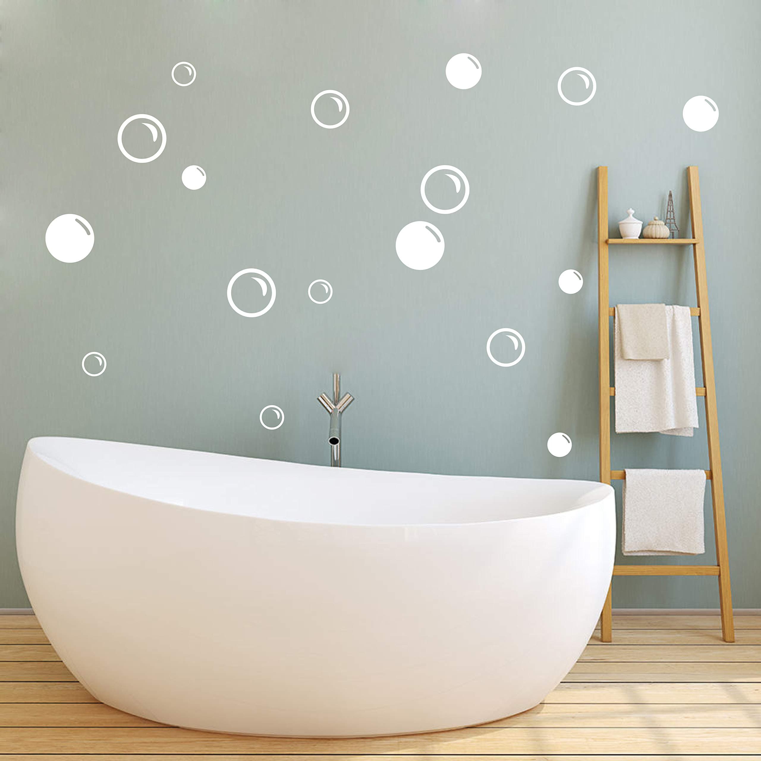 (White) - 90 Large Soap Bubbles Wall Decals, Bathroom Decals, Wall Art, Vinyl Stivkers for Bathroom, Bedroom, Nursery Decor(A35) (White)
