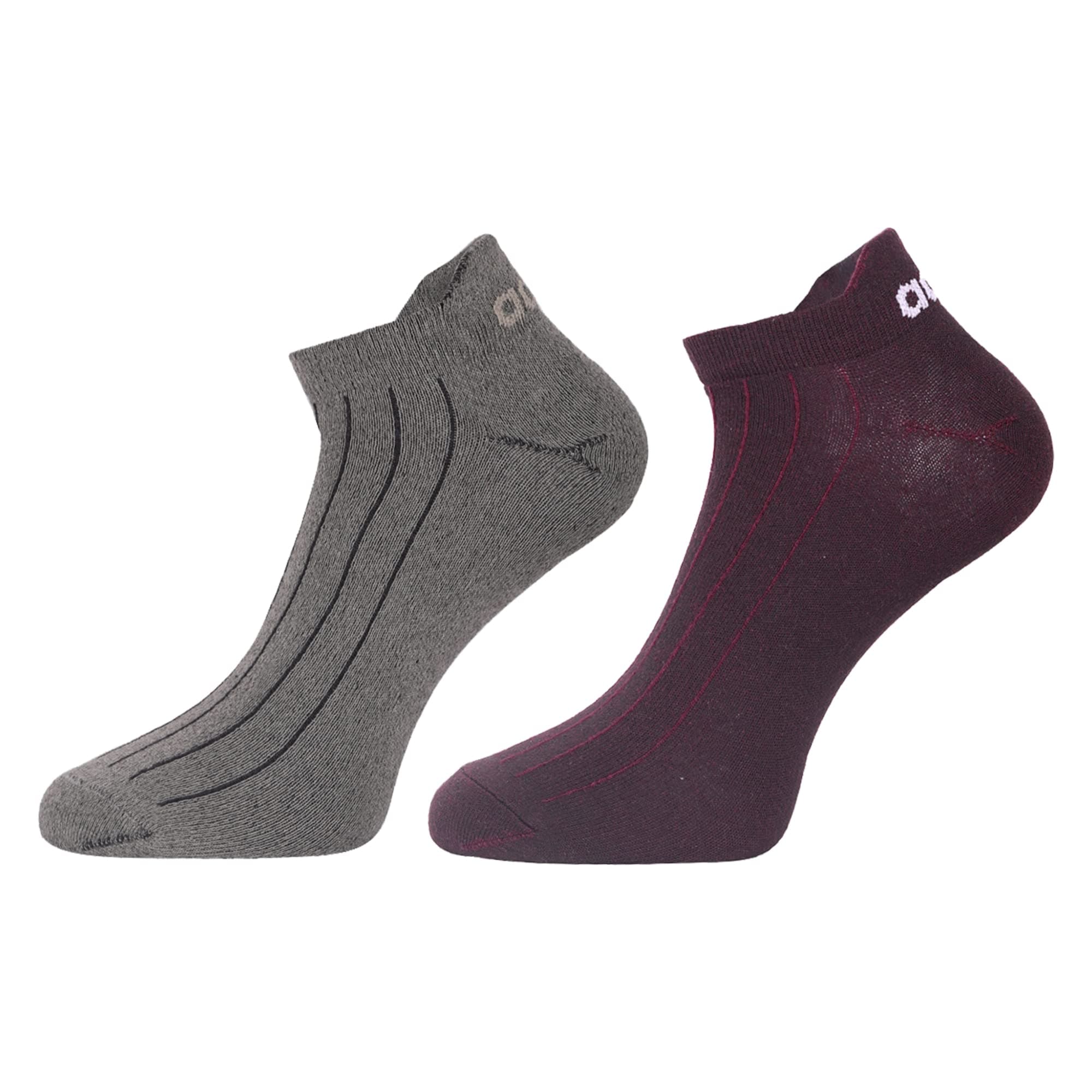 Unisex Original Flat Knit Low Cut Cotton Regular Socks - 2 Pairs (4N) (Ad-0844) (Anthra Mel/Shadow Maroon)