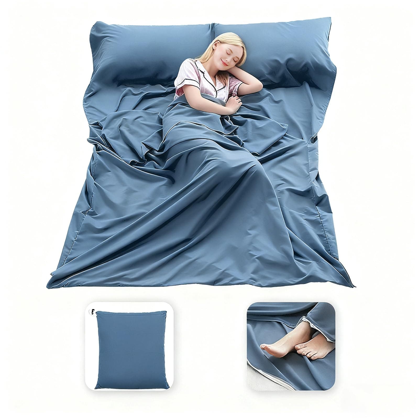 Sleeping Bag Liner Lightweight Compact Sleeping Bag Sack Portable Clean Travel Sheet Camping Sleep Sheet for Backpacking Hotel Hiking