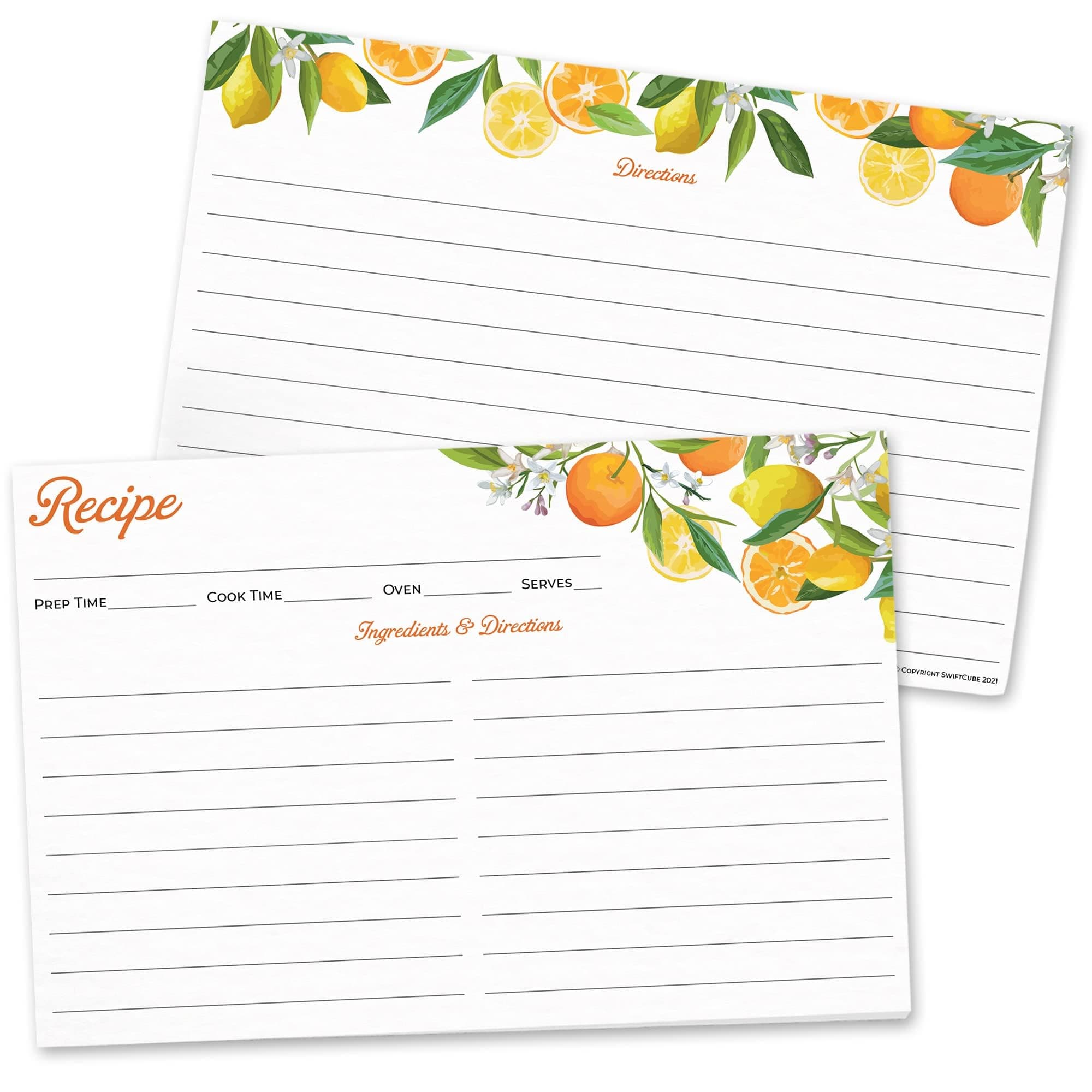 Recipe Cards 4x6 Inch