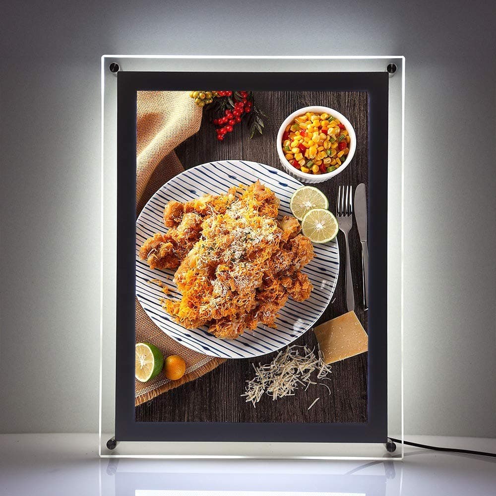 HKSIGN-A2 wall mounted led acrylic frame Store Sign Holders crystal picture frame Menu board advertising display