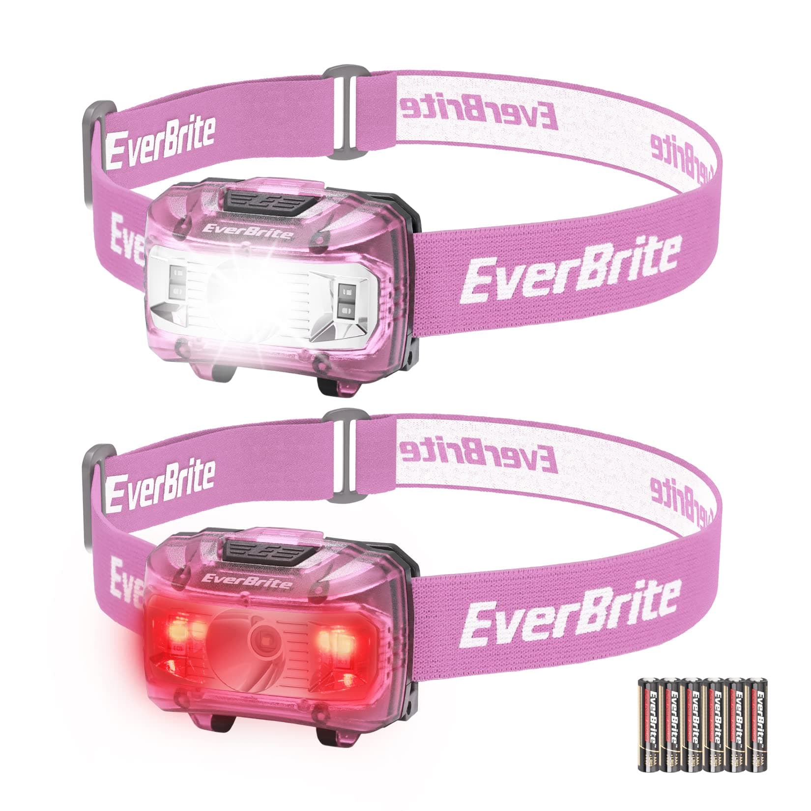 EverBrite Headlamp, 2 Pack Kids Headlamp with Red Light and Memory Function, Head Lamp for Adults and Kids with 5 Modes, Bright Headlamps for Camping, Running, Christmas Gifts, Batteries Included