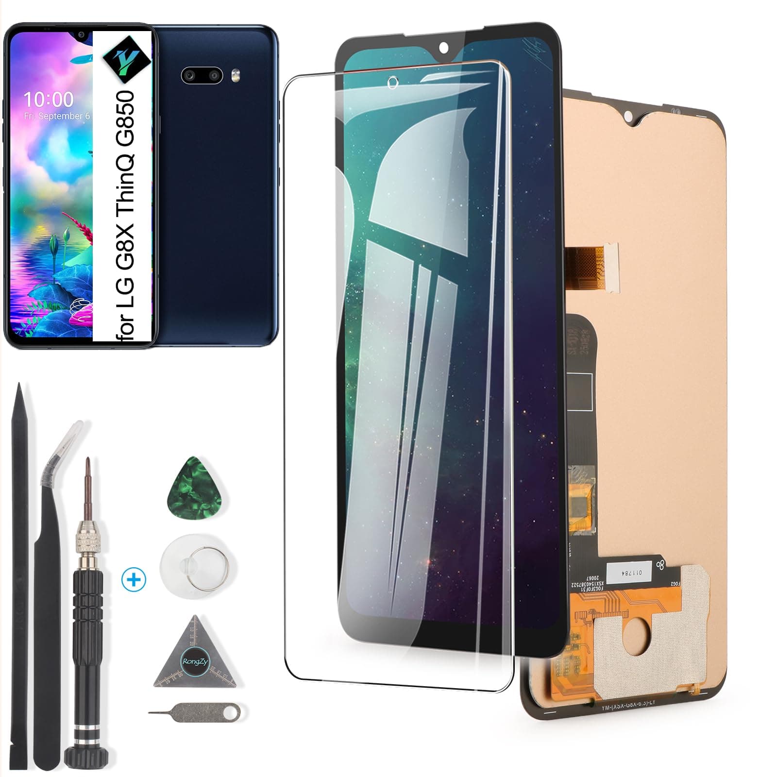 AMOLED LCD for LG G8X ThinQ G850 LCD Touch Screen Digitizer Assembly for LG V50S ThinQ LM-V510N Display Replacement (Black with Fingerprint Sensor)