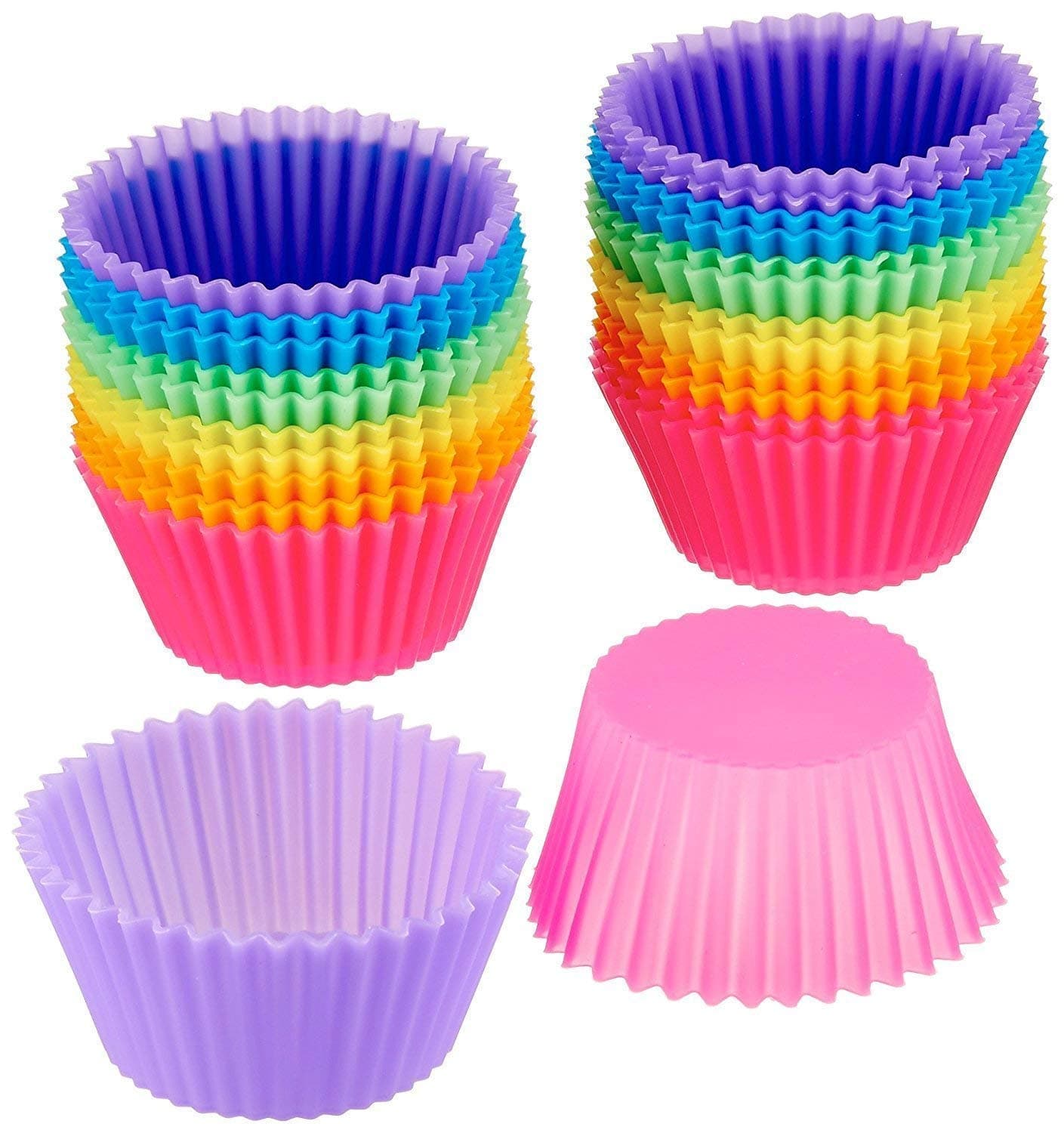 12 Pcs Reusable Silicone Baking Cup for Cupcake Muffin Non-Stick Art Mold Mini Cupcake/Muffin Mould Baking Cups 12-Pcs Reusable Silicone Baking Cases (Multicolor)
