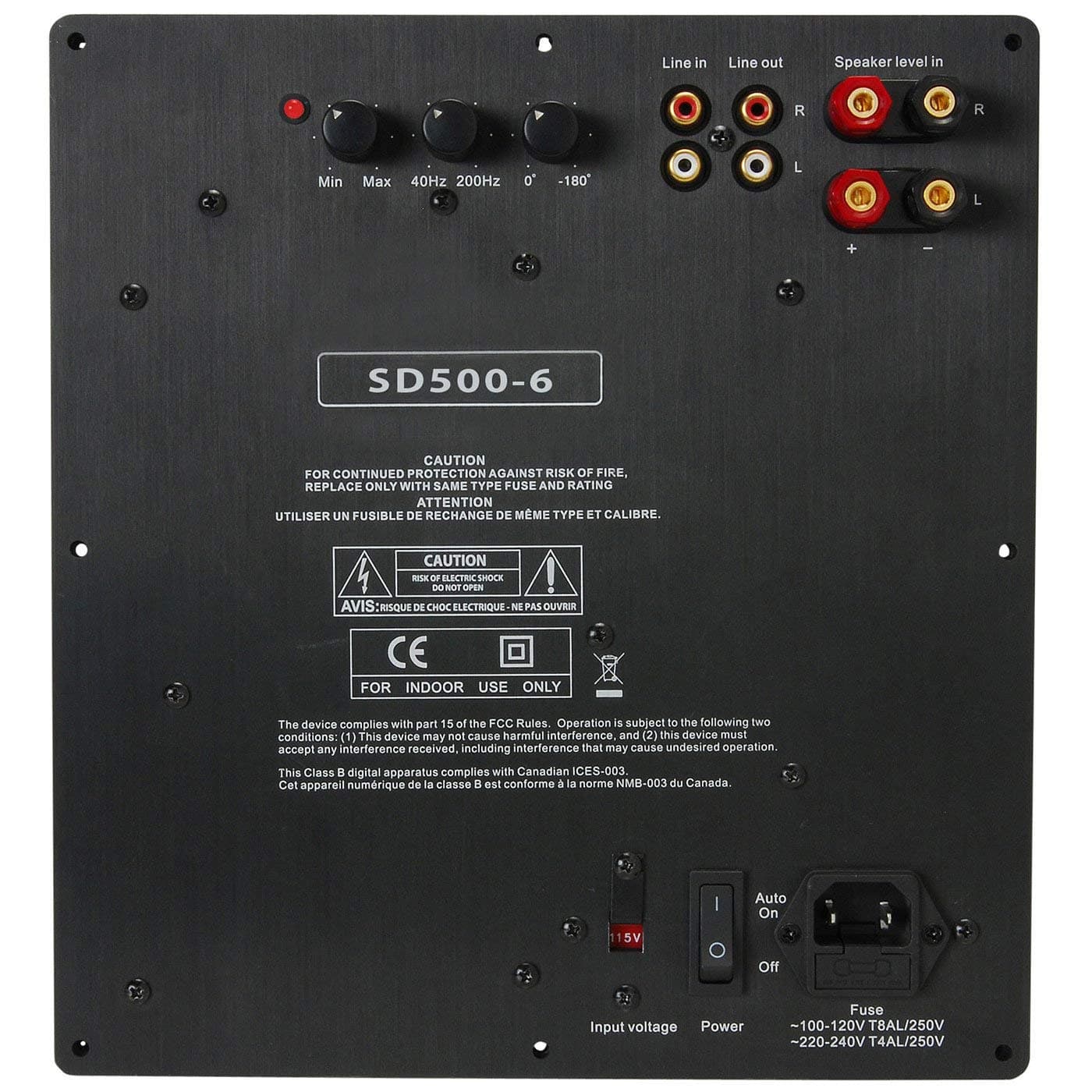 Yung SD500-6 500W Class D Subwoofer Plate Amplifier Module with 6 dB at 25 Hz