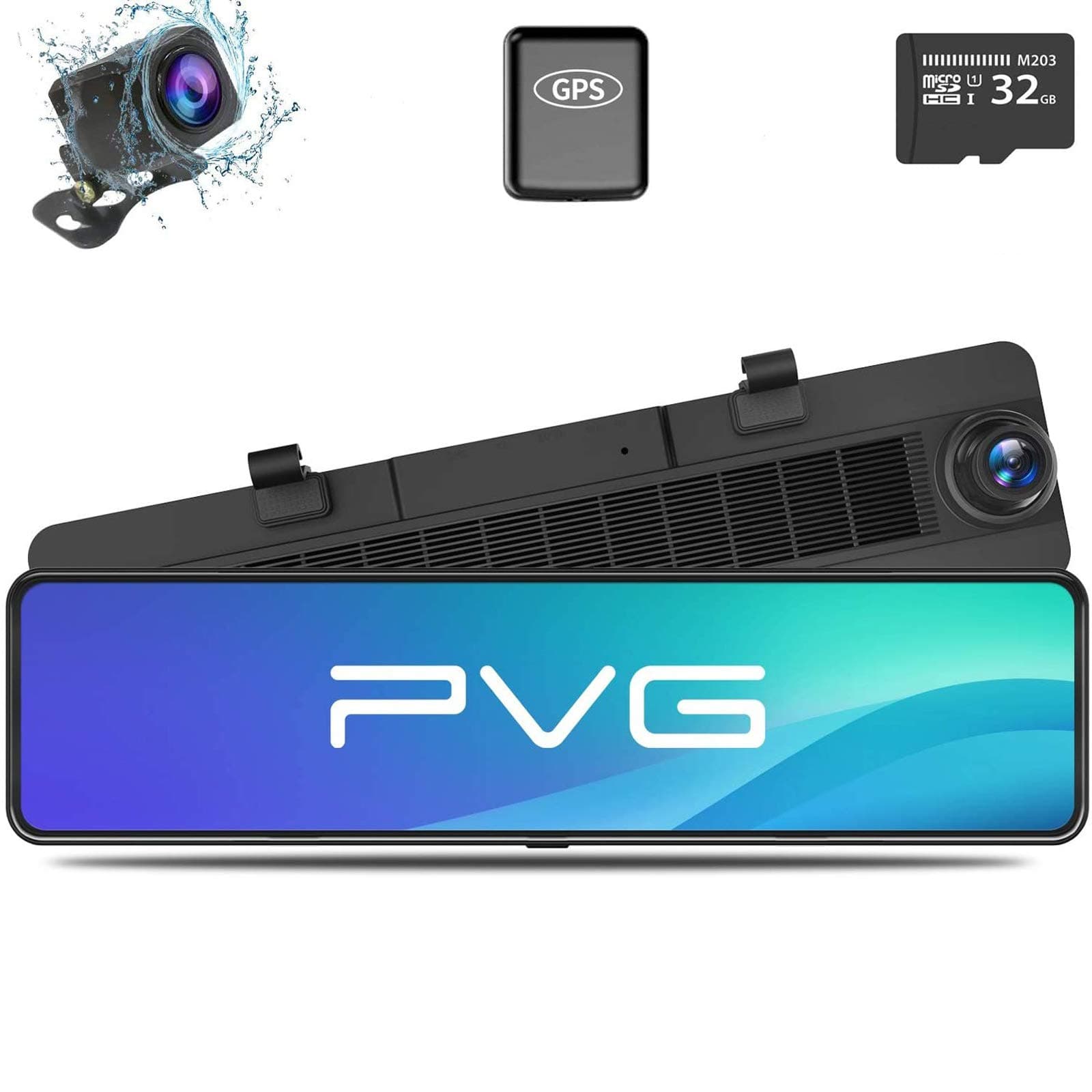 Mirror Dash Cam Car Backup Camera 12" 2K IPS Full Touch Screen 2560P+1080P Resolution Front and Rear View Dual Lens, Adjustable Wide Angle, WDR Night Vision, Parking Monitor, GPS & 32GB Card Included